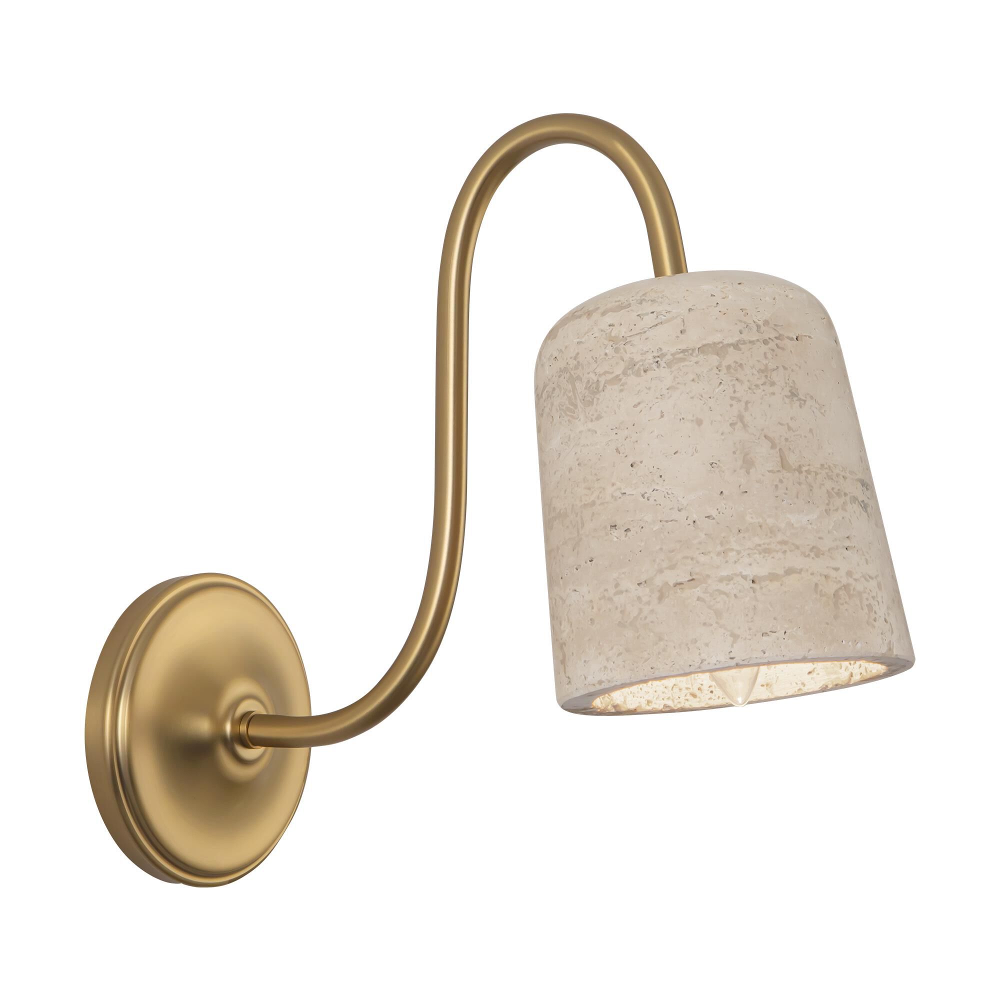 Shown in Brushed Gold and Travertine finish and Stone shade