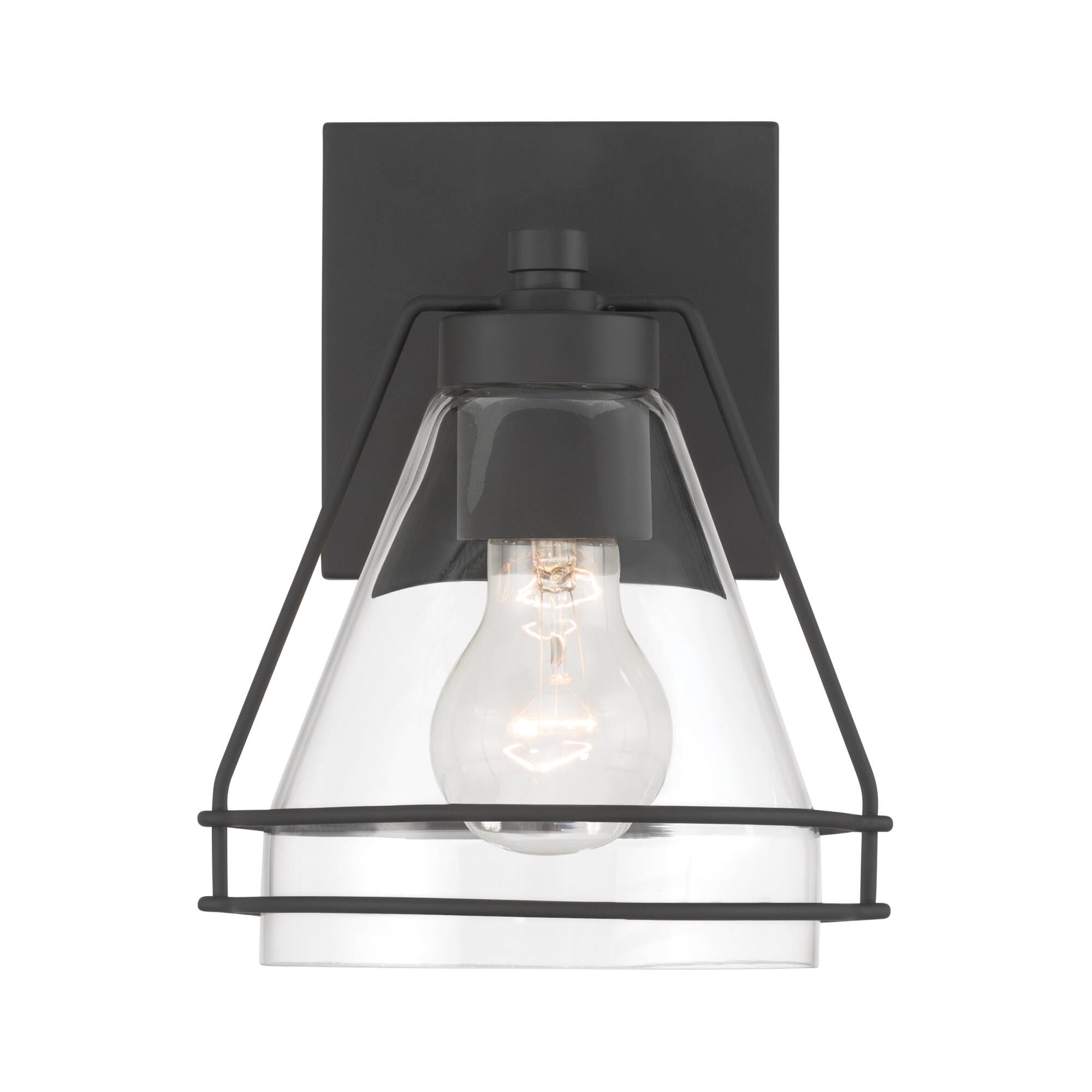 Shown in Dark Matte Black finish and Clear glass