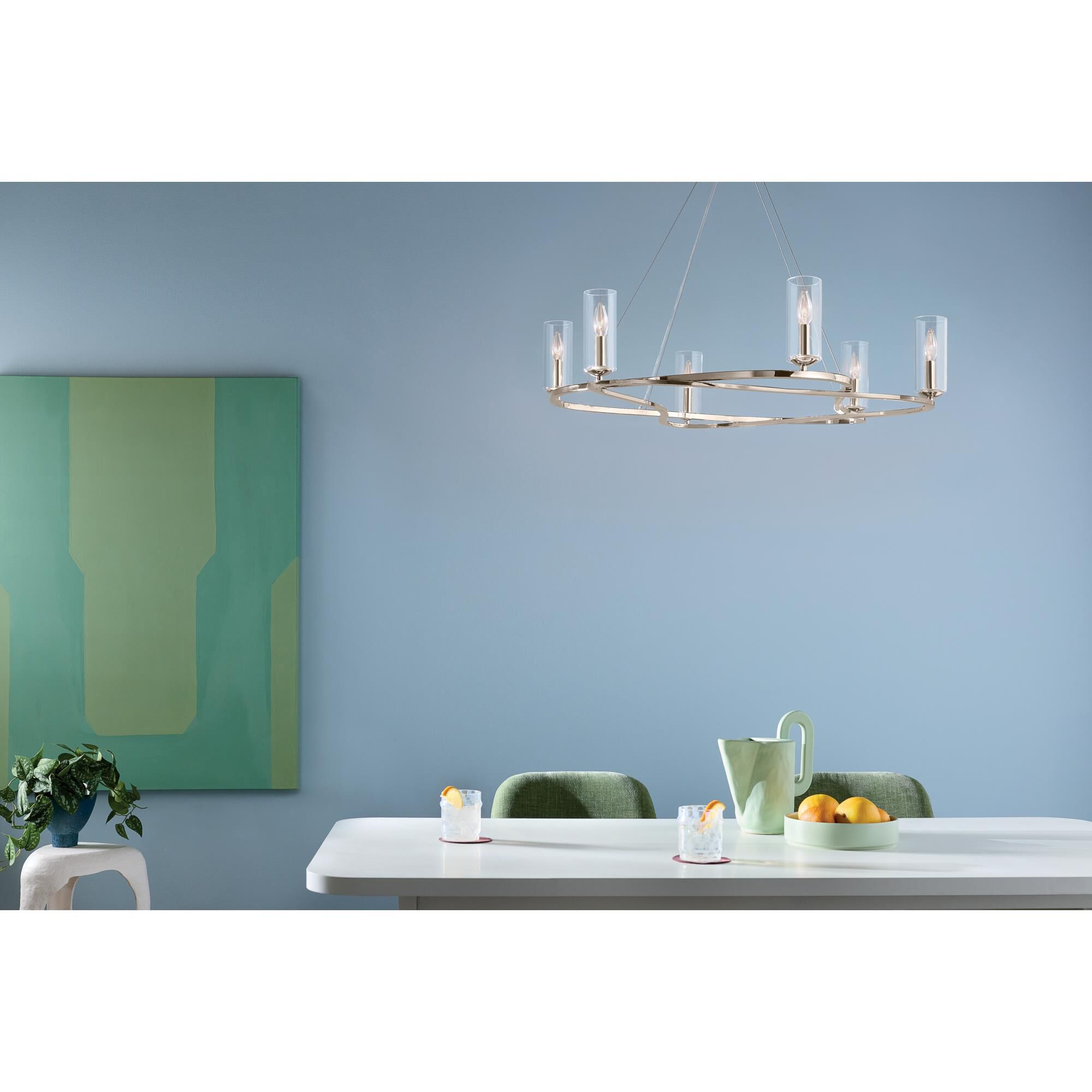 Shown in Polished Nickel finish and Clear glass