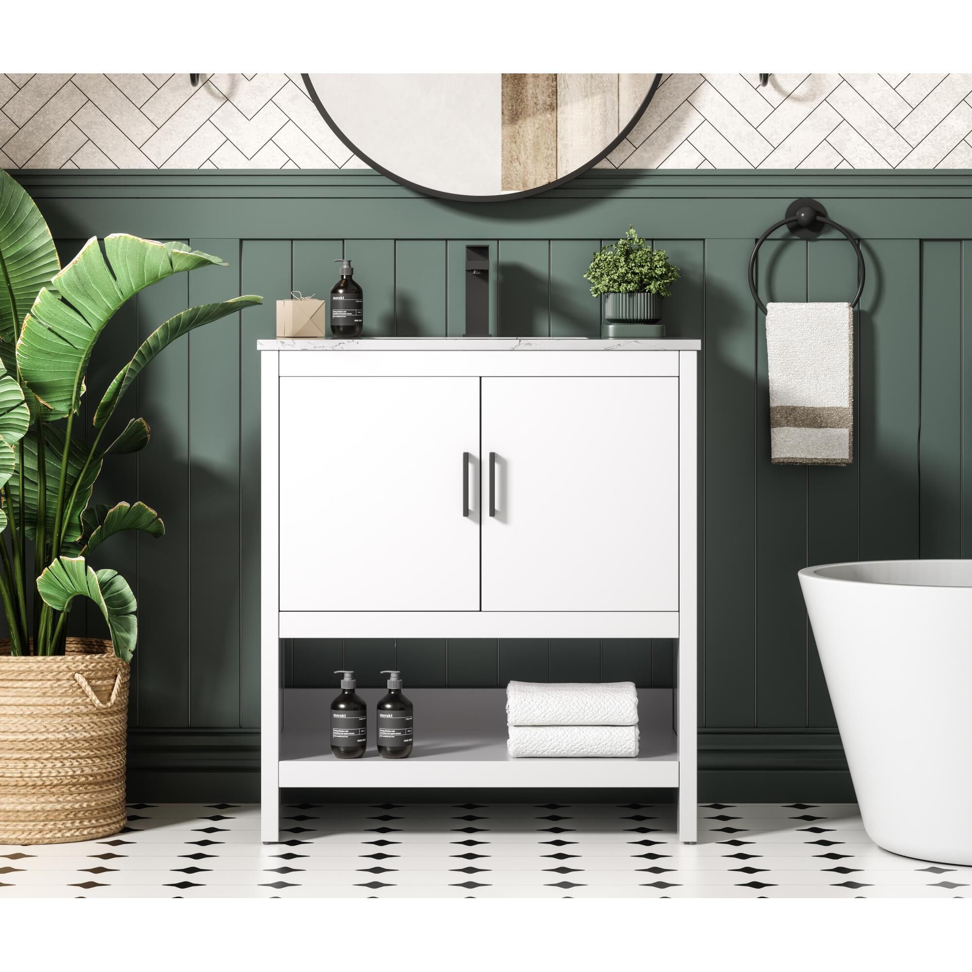 Shown in White finish