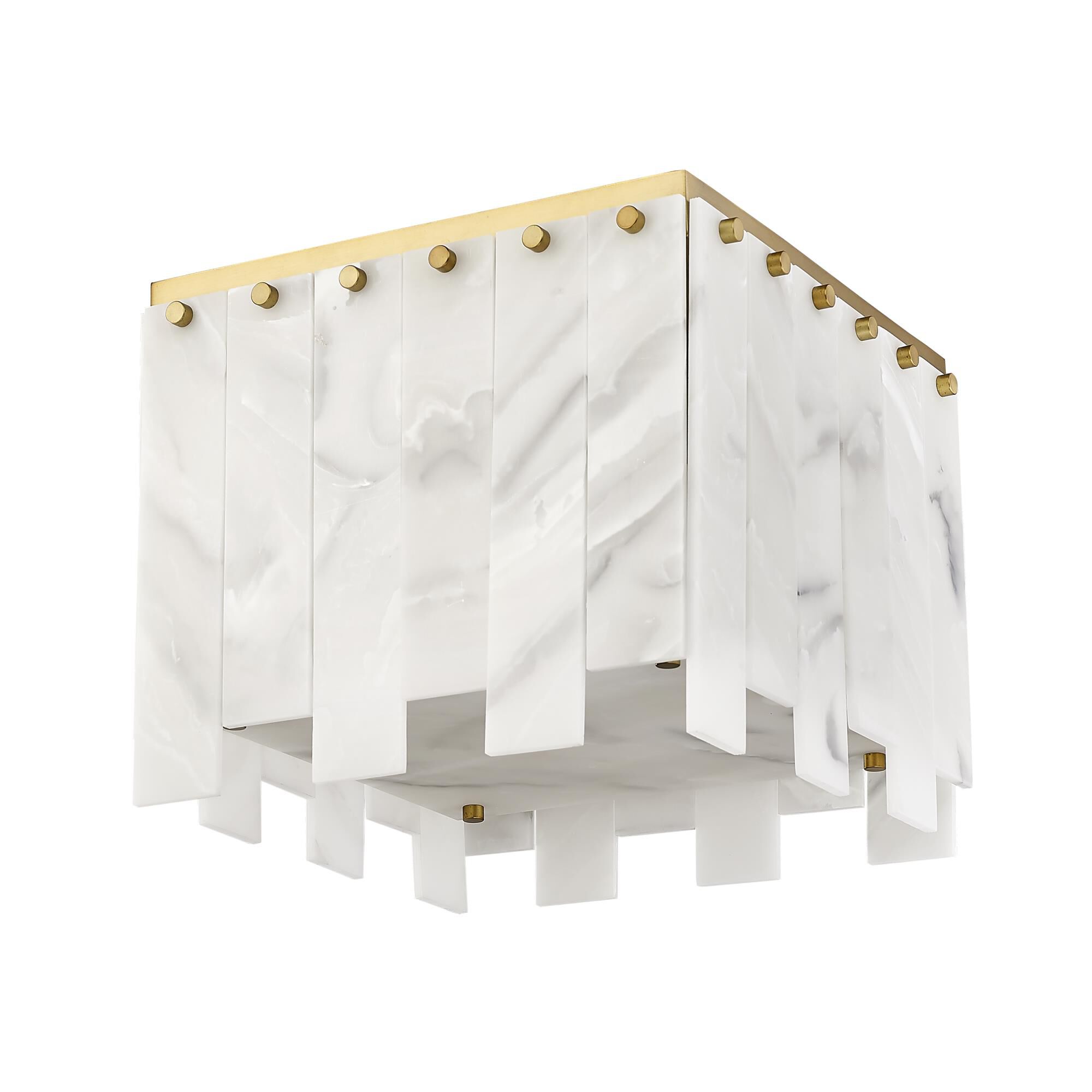 Shown in Rubbed Brass finish and Alabaster Resin shade