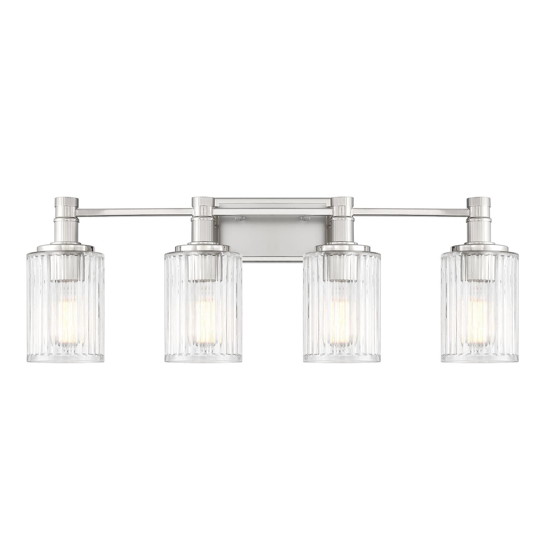 Shown in Silver And Polished Nickel finish and Ribbed glass