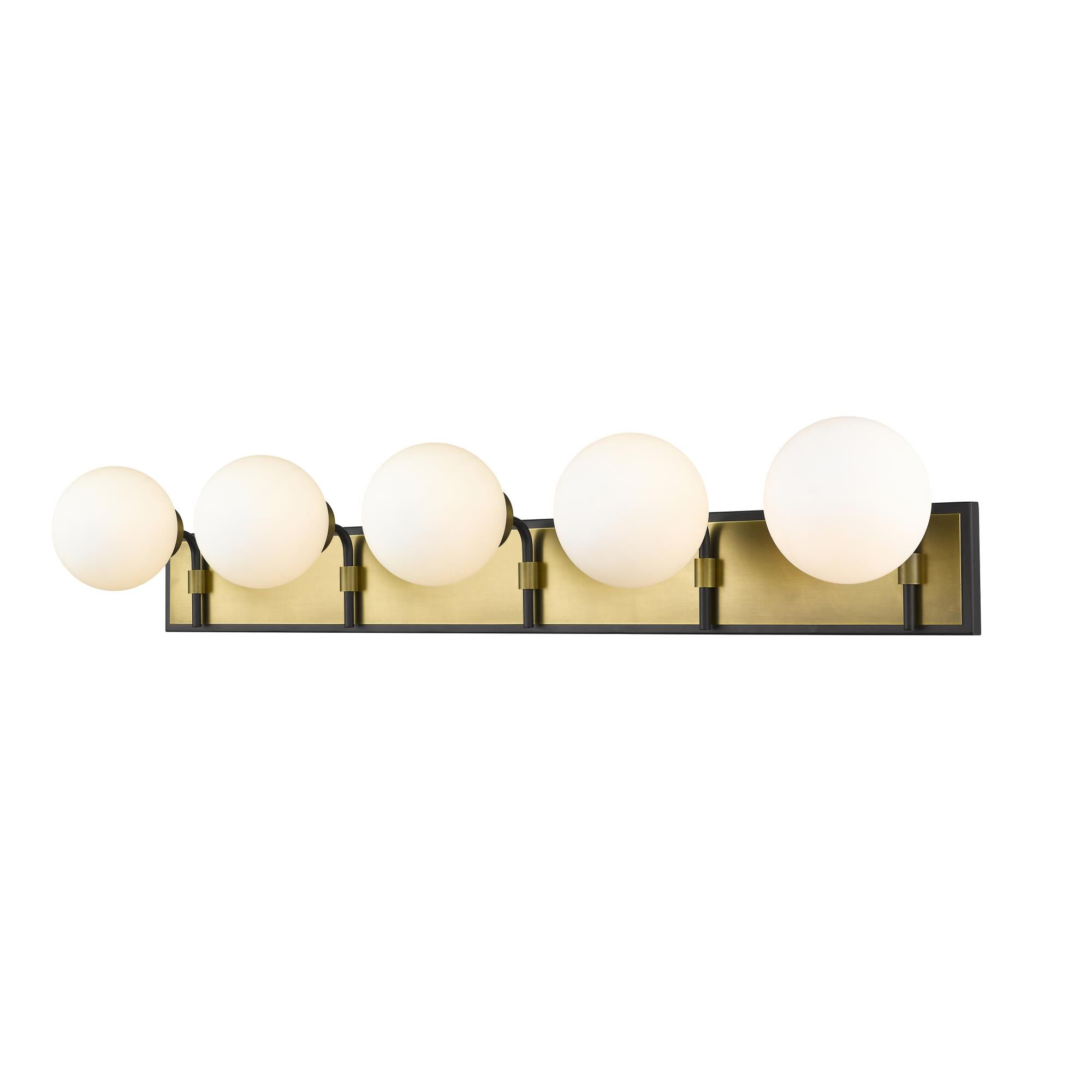 Shown in Matte Black + Olde Brass finish and Glass shade