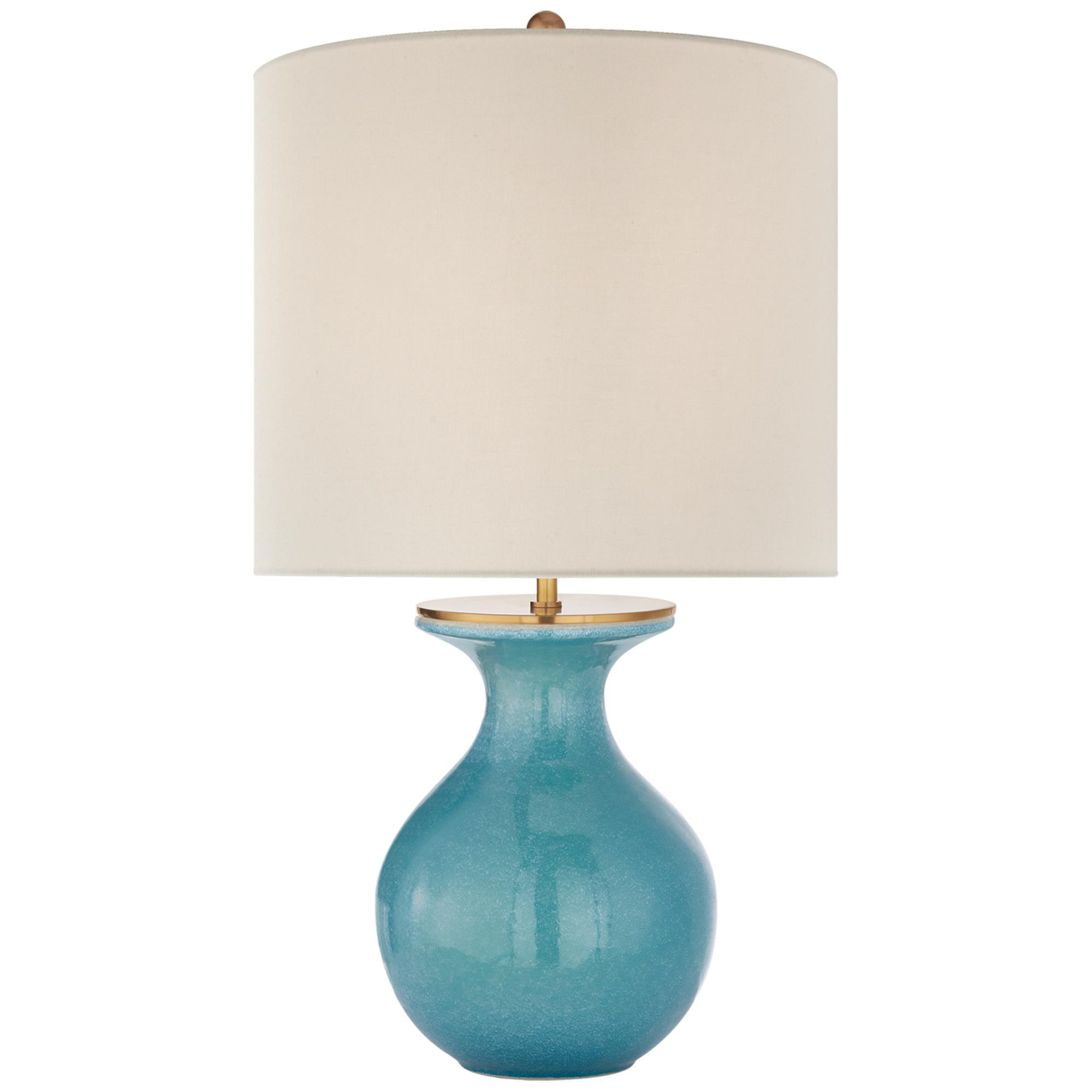 Shown in Sandy Turquoise finish and Linen shade