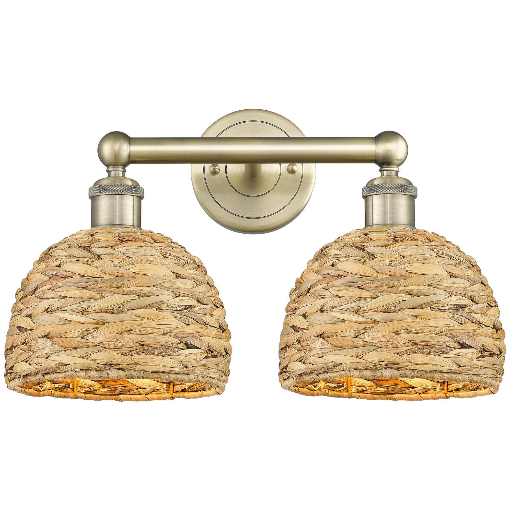 Shown in Antique Brass finish and Natural shade