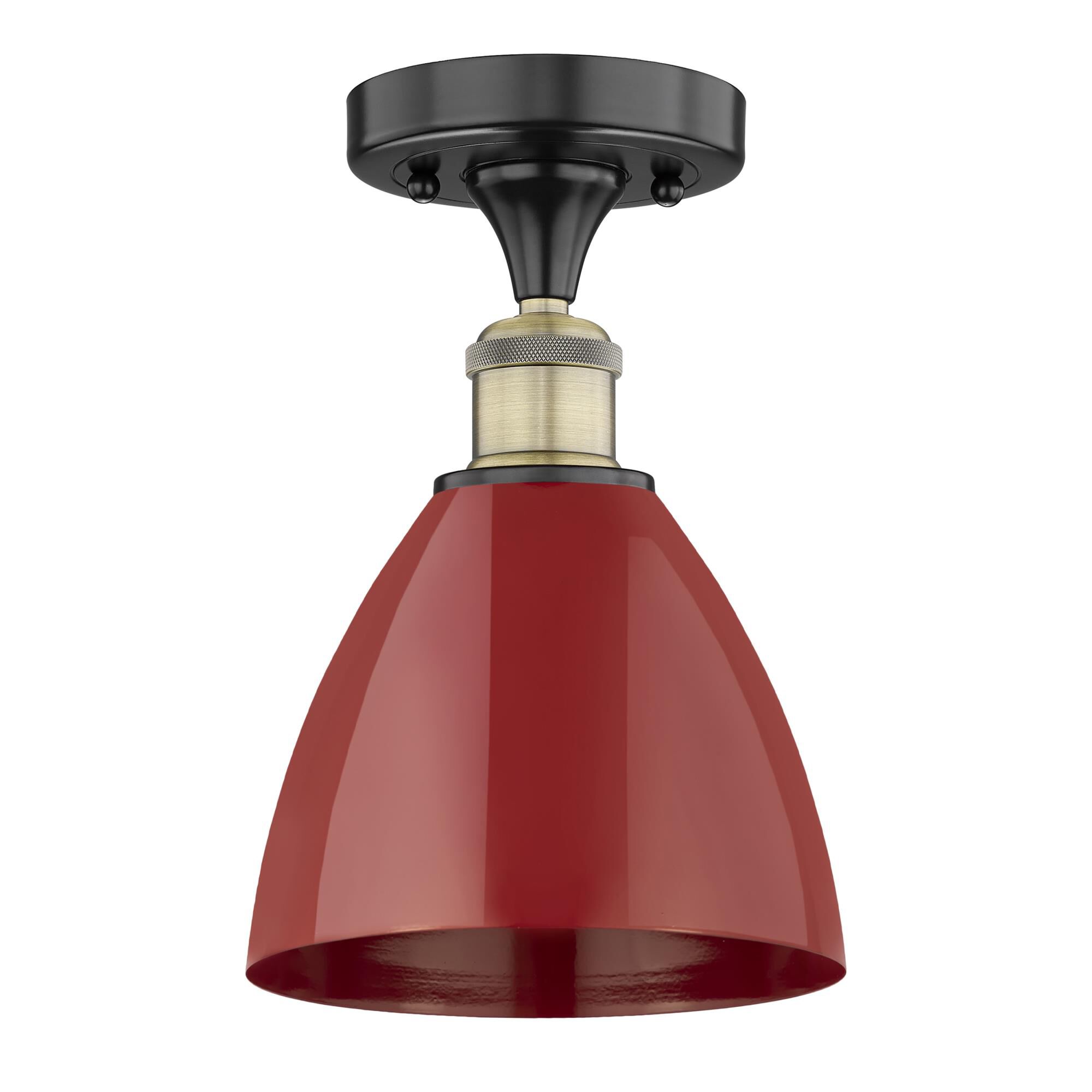 Shown in Black Antique Brass finish and Red shade