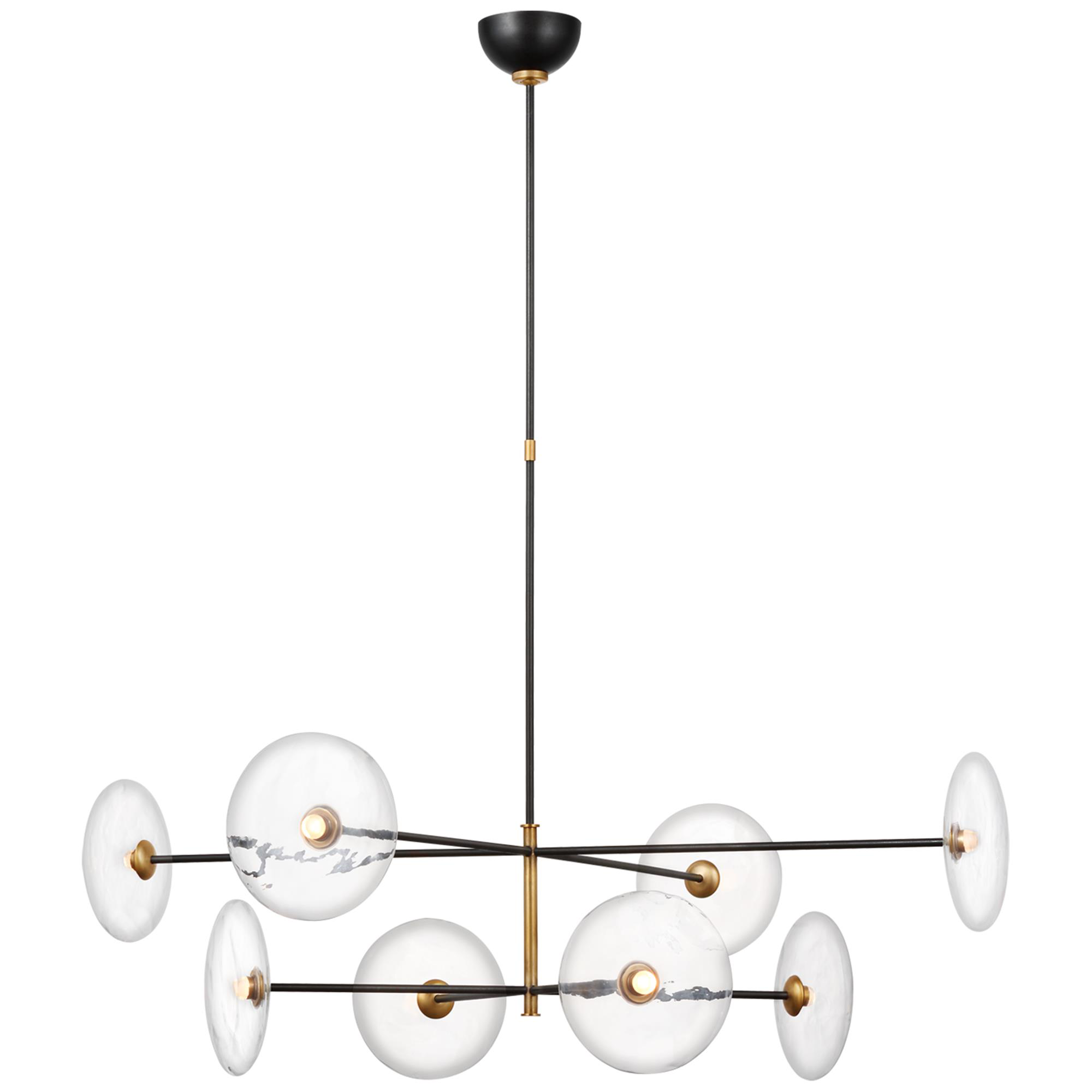 Shown in Aged Iron and Hand-Rubbed Antique Brass finish and Clear glass