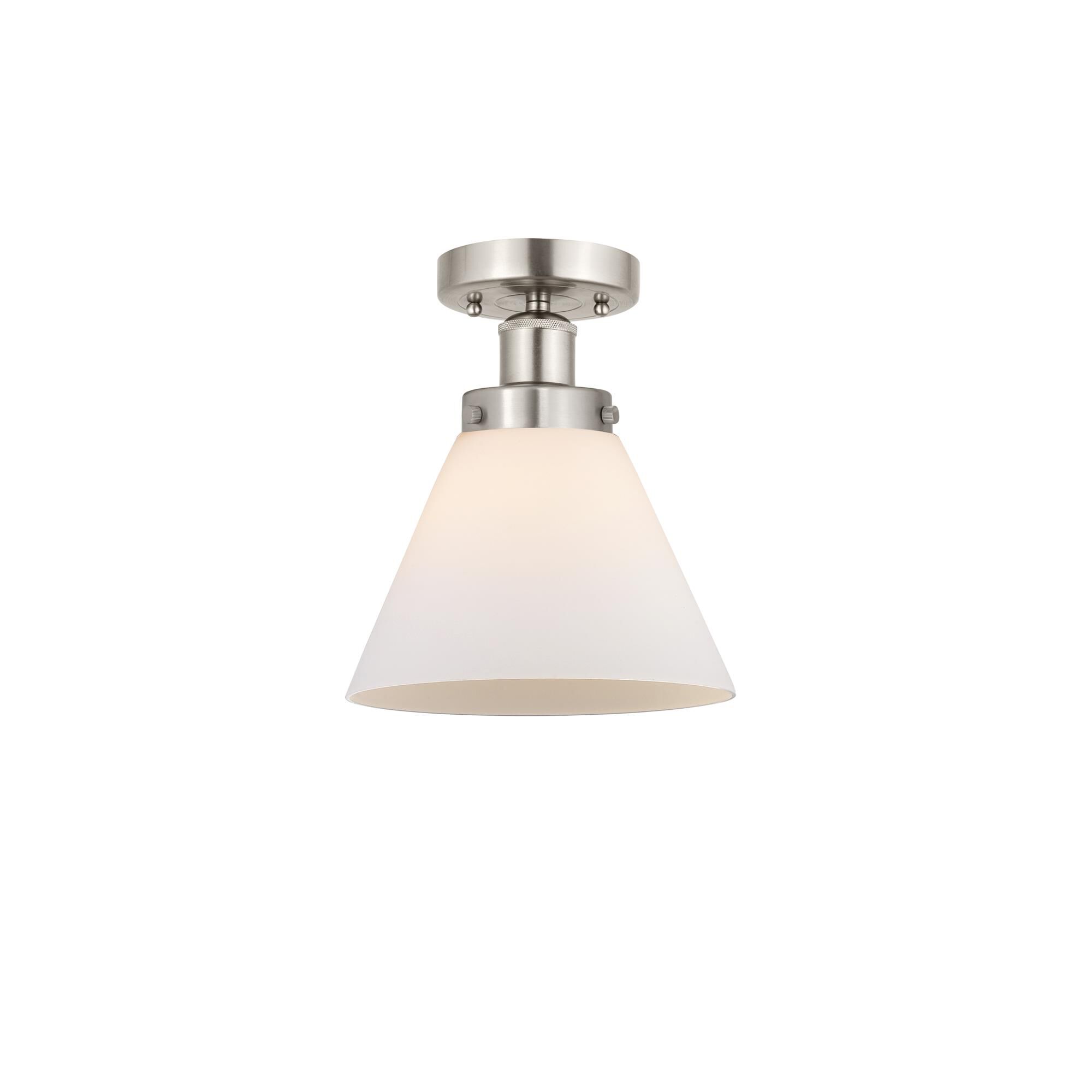 Shown in Brushed Satin Nickel, Matte White finish and Matte White glass and Matte White Glass shade