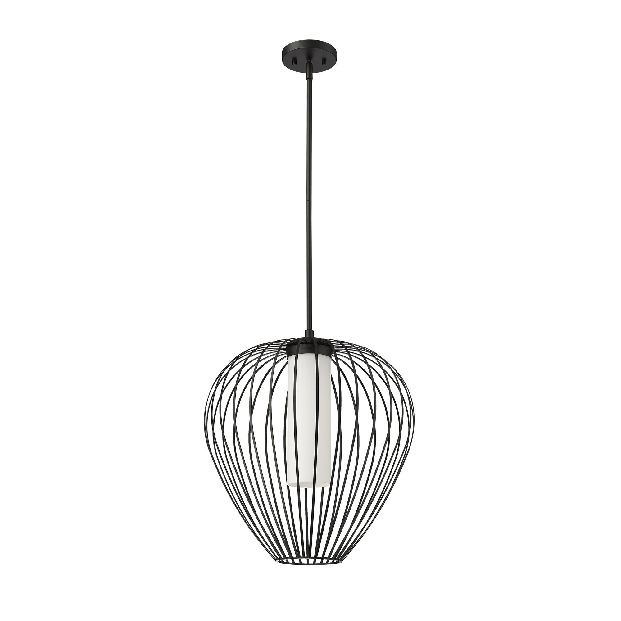 Shown in Matte Black finish and White Opal glass