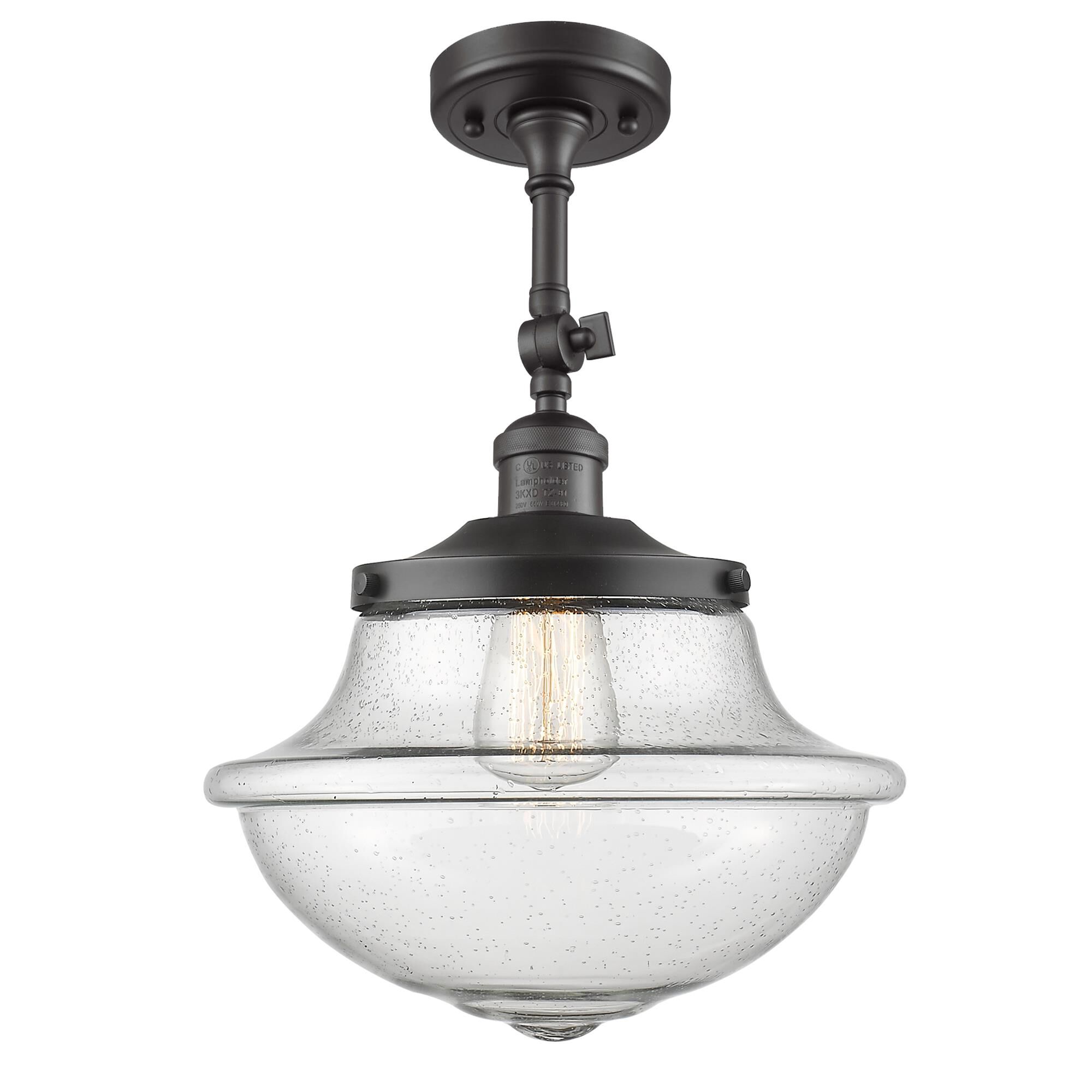Shown in Oil Rubbed Bronze finish and Seedy glass