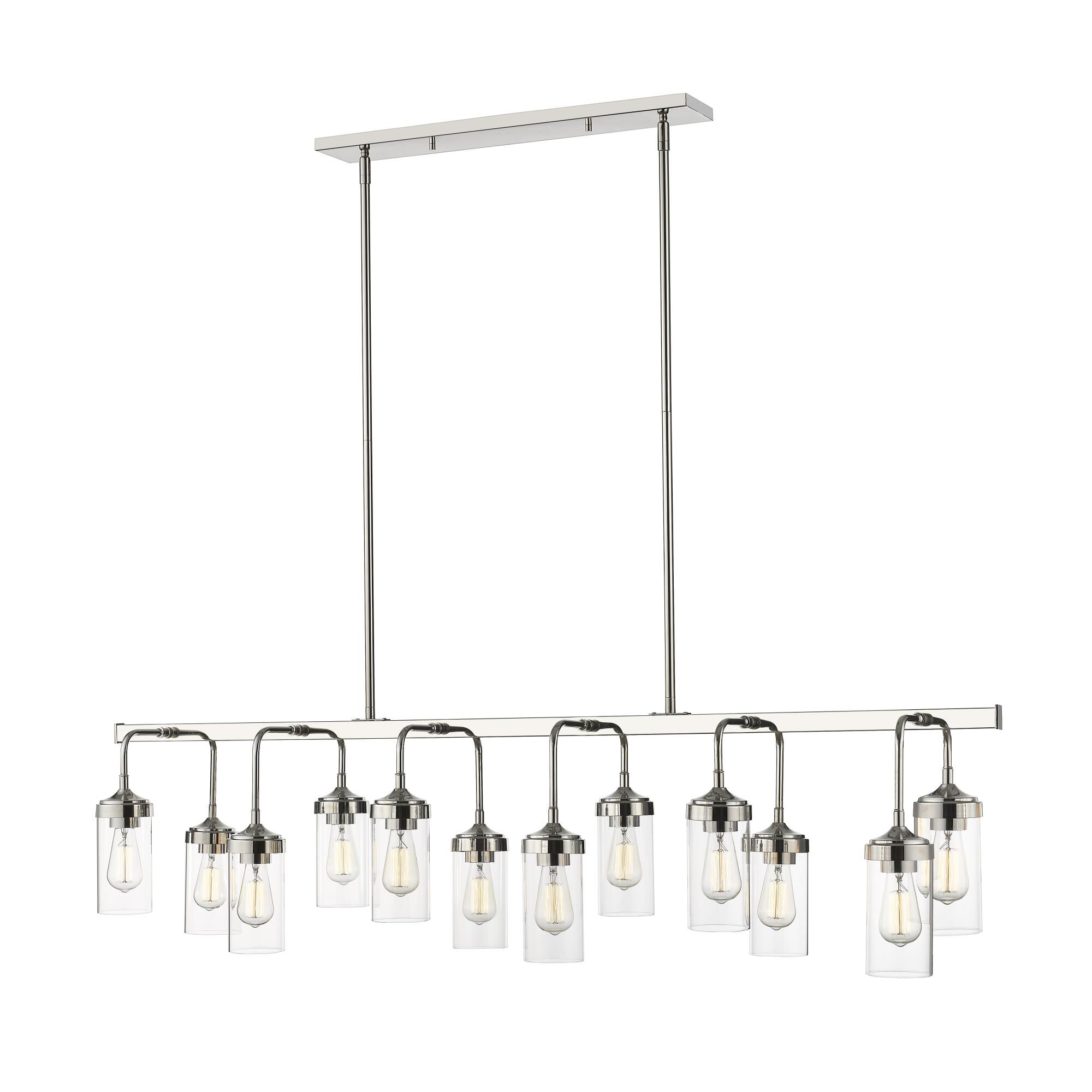 Shown in Polished Nickel finish and Glass shade