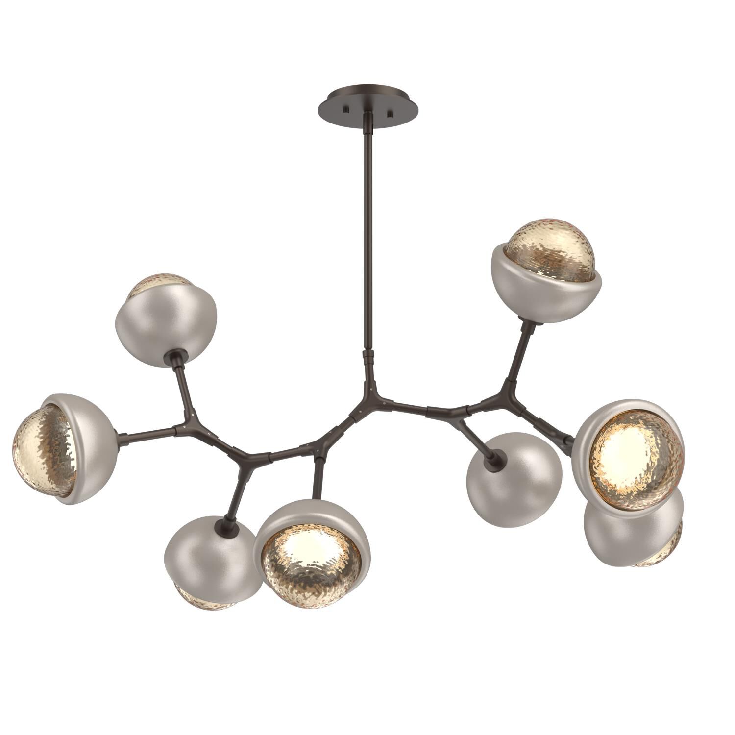 Shown in Flat Bronze finish and Amber glass and Beige Silver accent