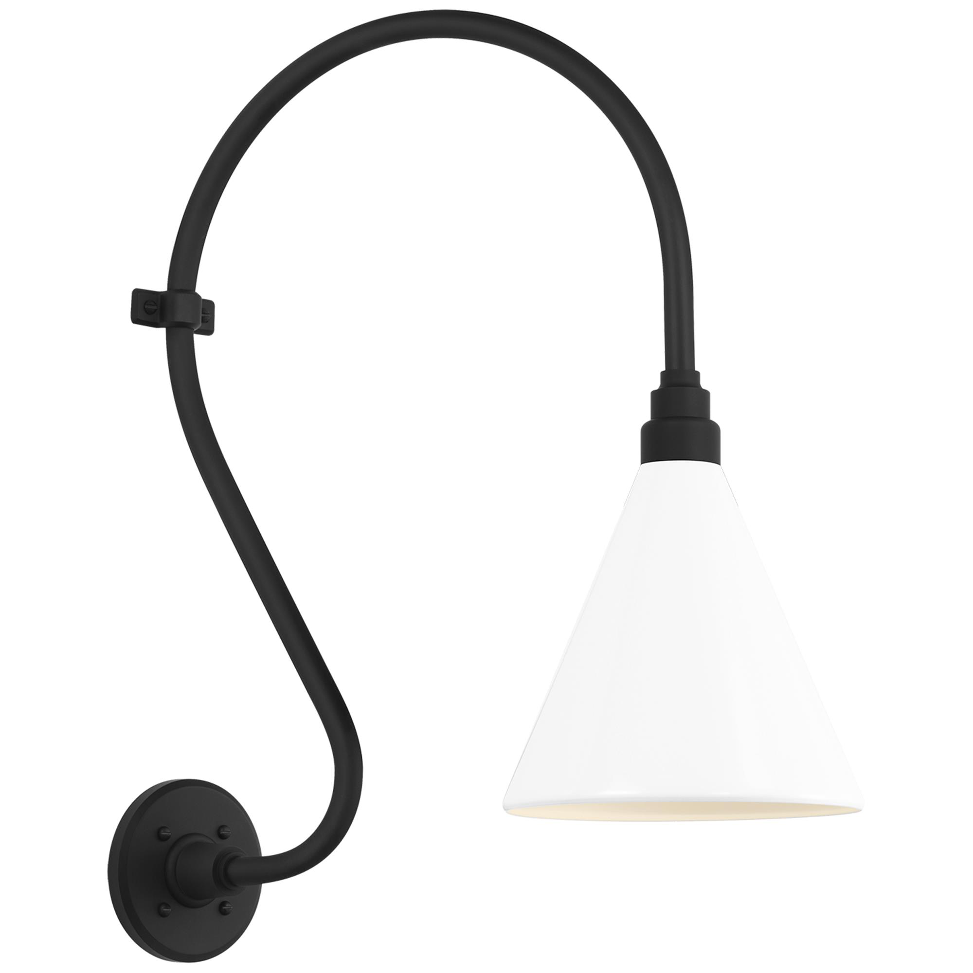 Shown in Matte Black finish and White shade