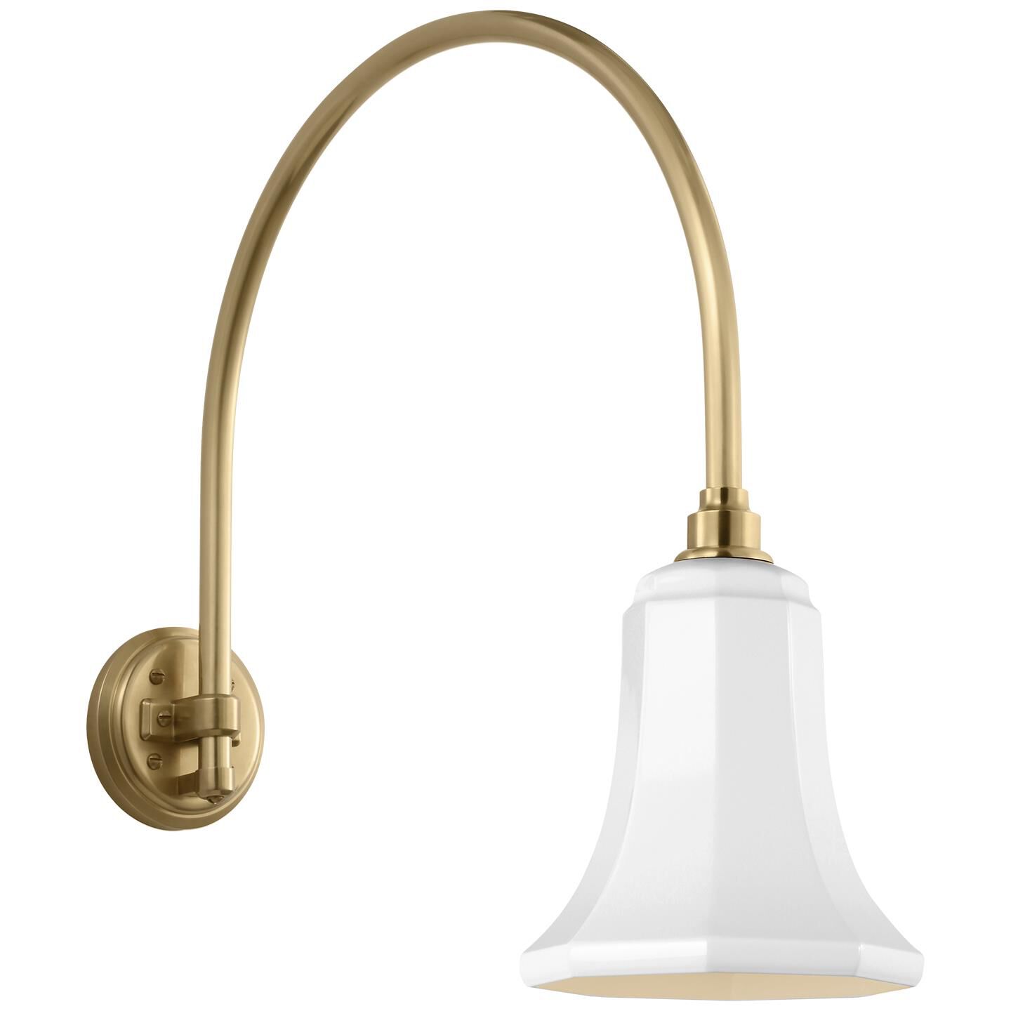 Shown in Hand-Rubbed Antique Brass finish and White Savannah shade