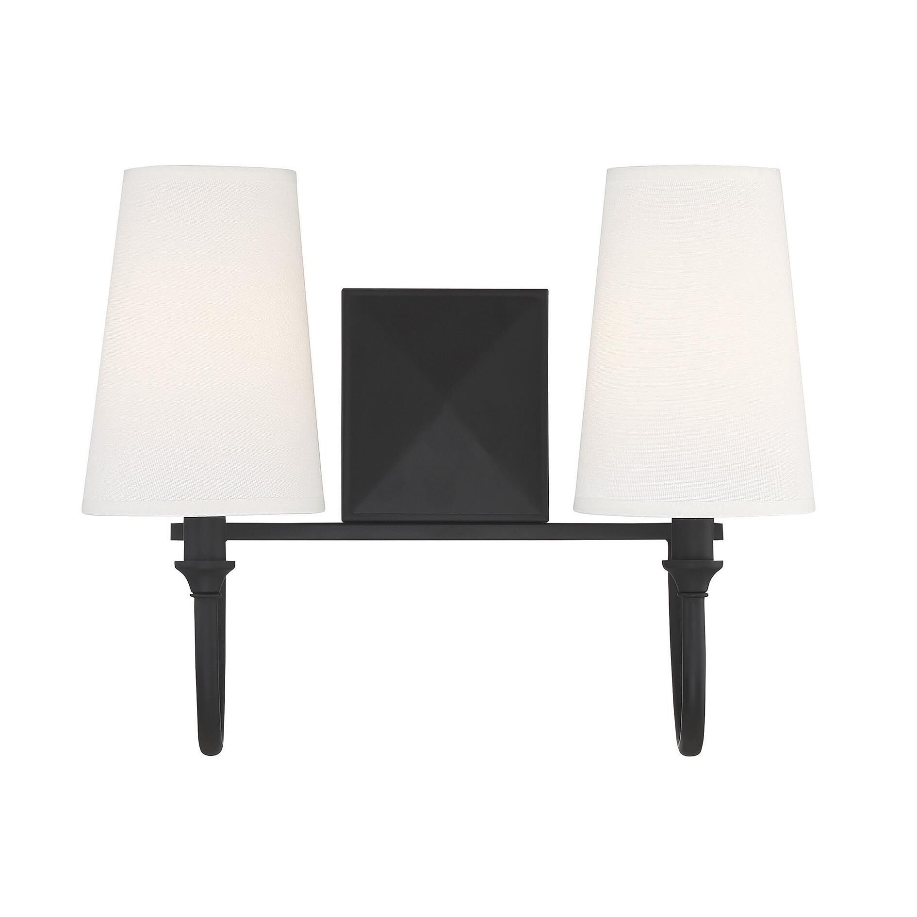 Shown in Matte Black finish and White Fabric shade