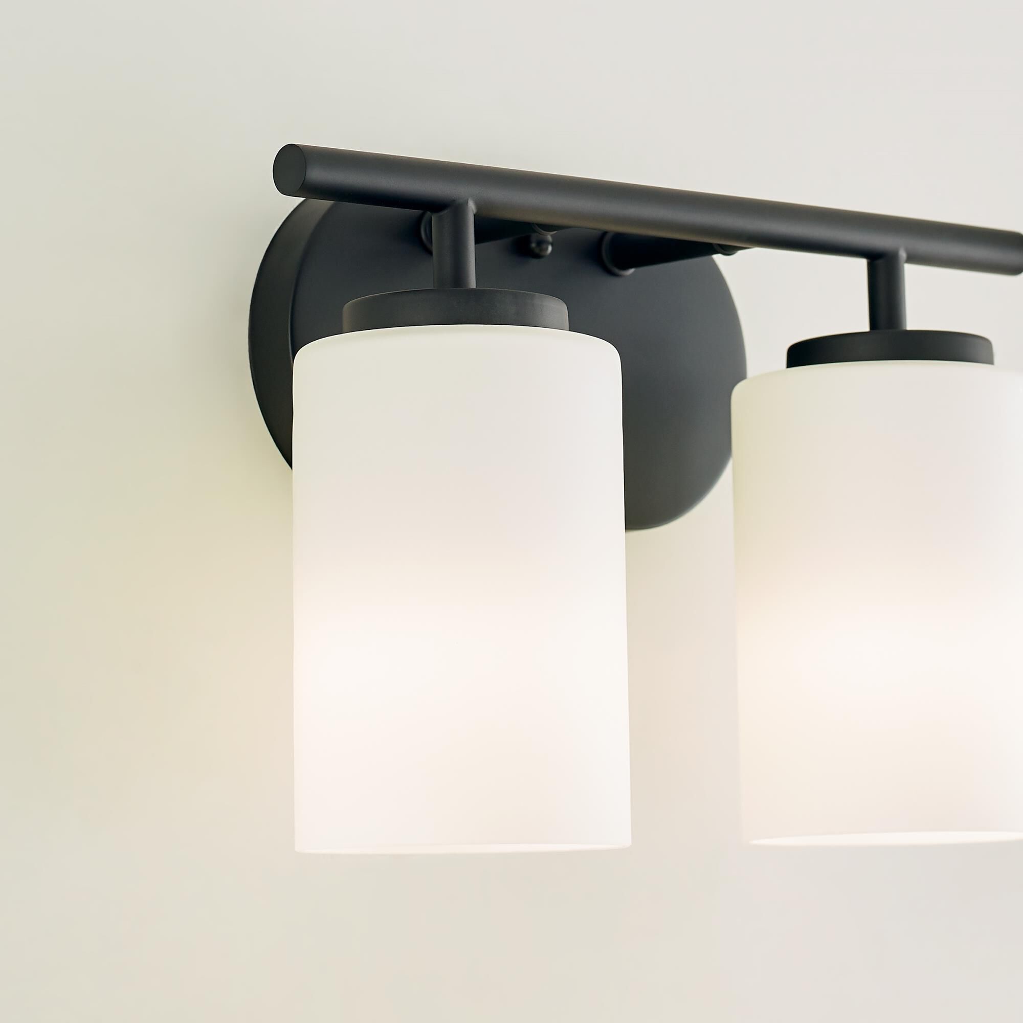 Shown in Midnight Black finish and Cased Opal Etched glass