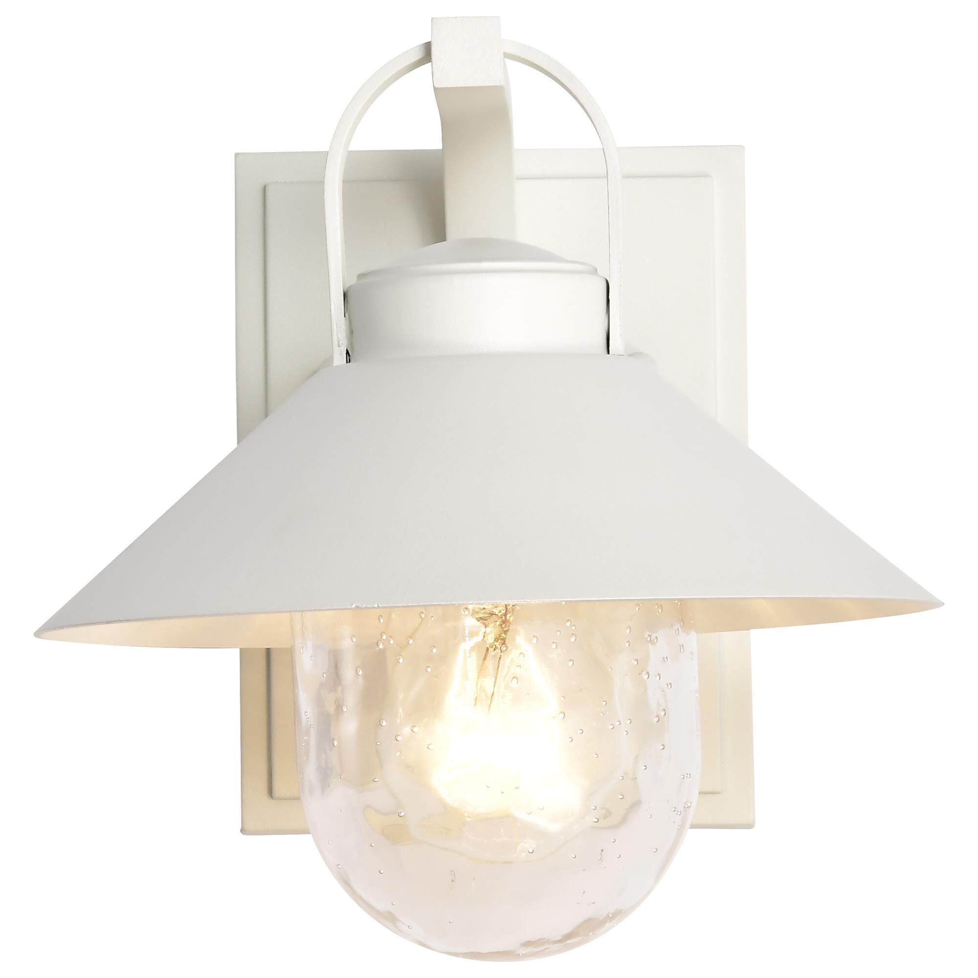 Shown in White finish and Clear Seeded glass