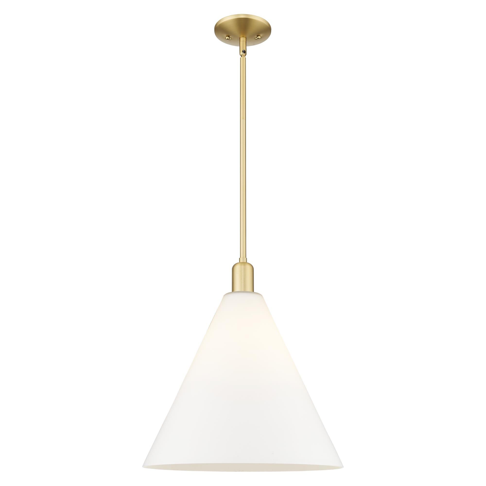 Shown in Satin Gold finish and Matte White glass