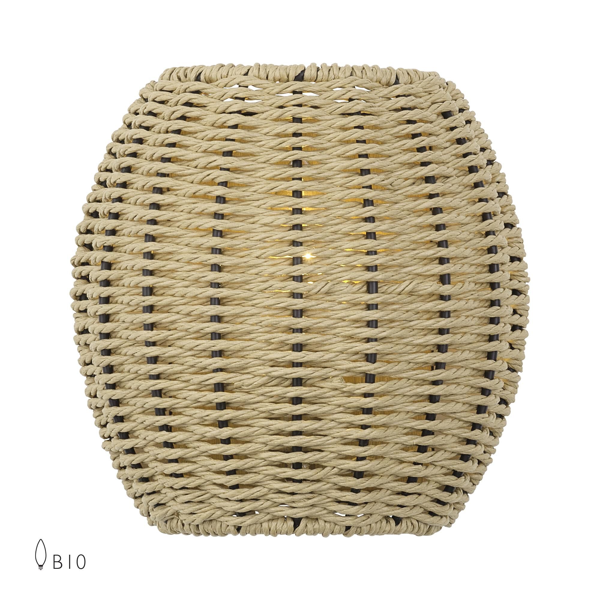 Shown in Antique Gold Leaf finish and Hand-Woven French Beige Paper Rope shade