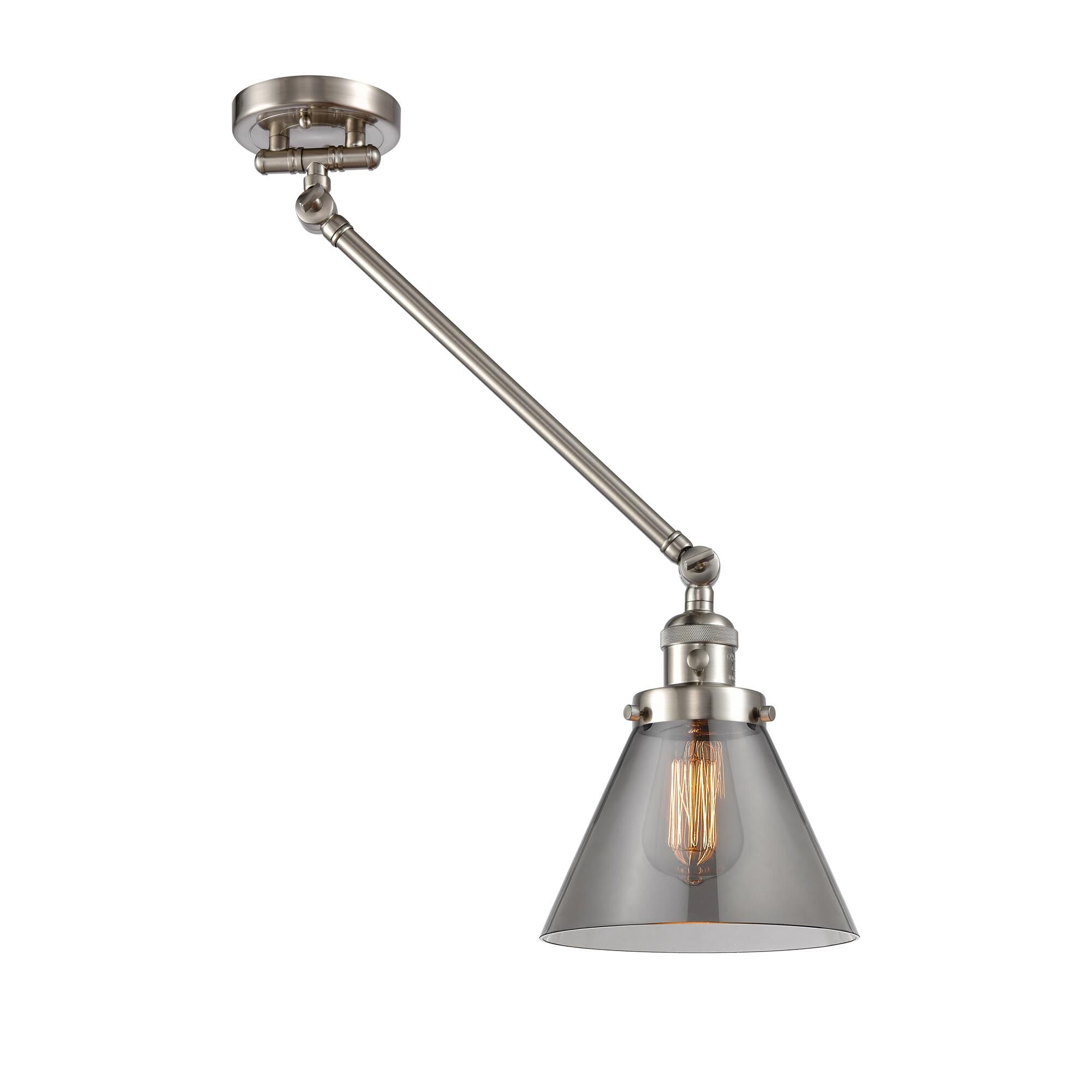 Shown in Brushed Satin Nickel finish and Smoked glass