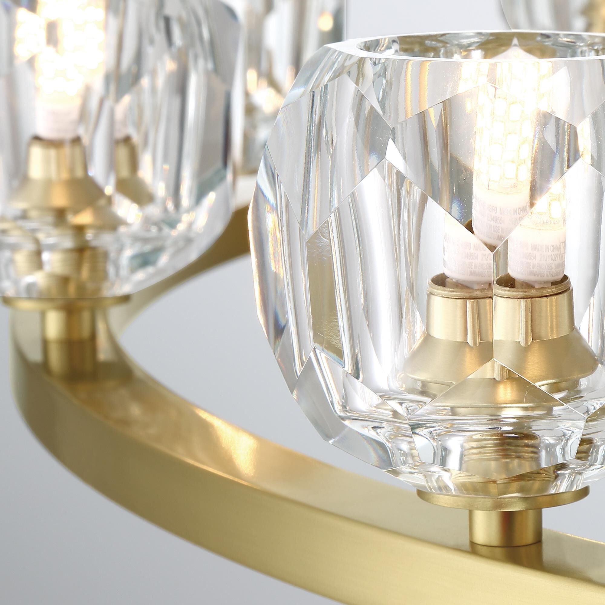 Shown in Soft Brass finish and Faceted Cut crystal and Crystal glass and Crystal shade