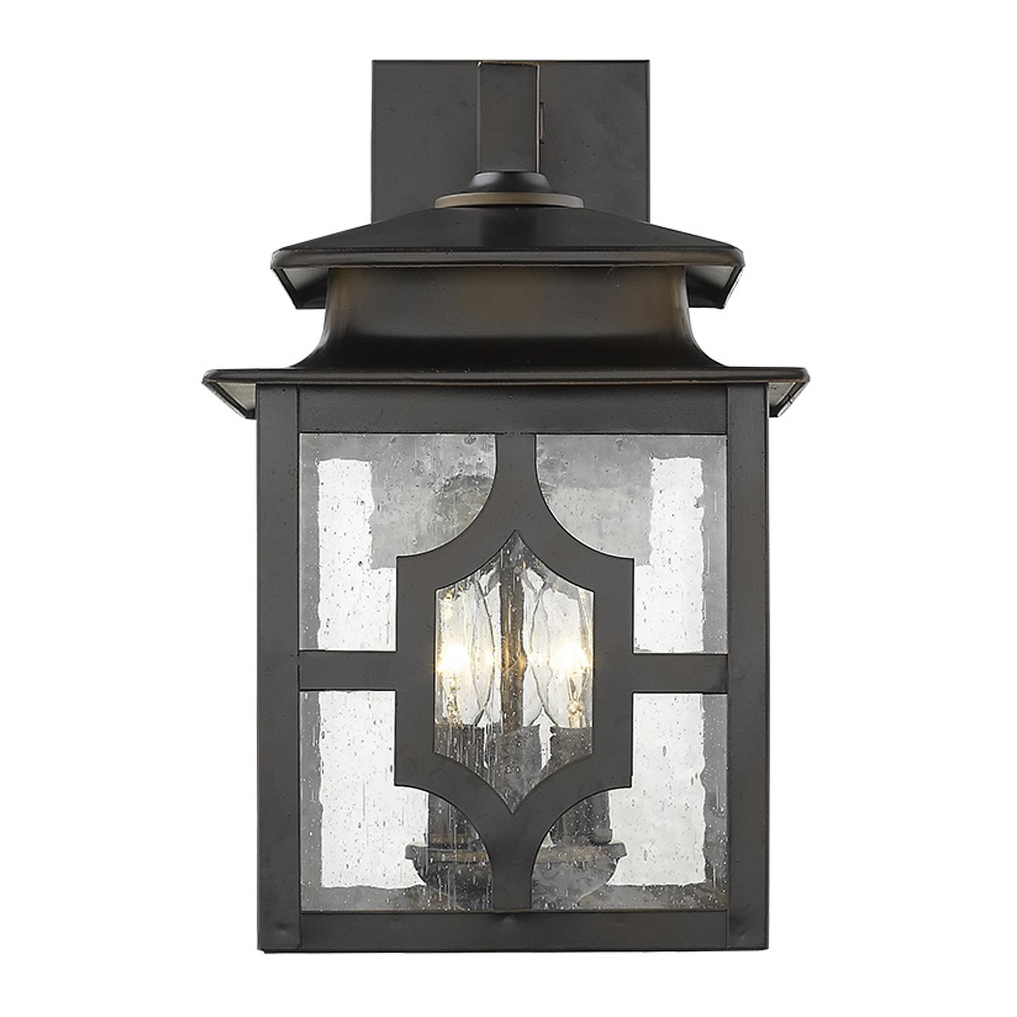 Shown in Oil-Rubbed Bronze finish and Clear glass and Clear, Seedy Glass Panes shade