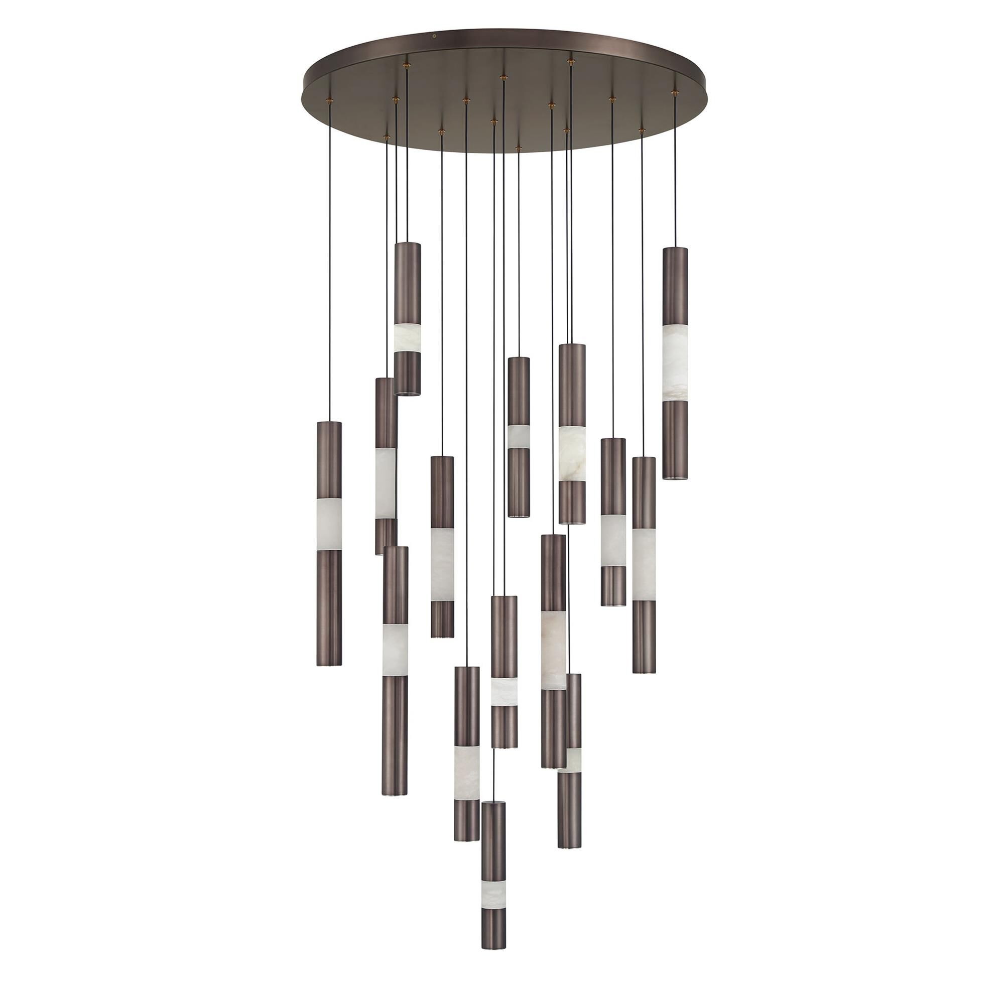 Shown in Harlow Bronze finish and Alabaster glass