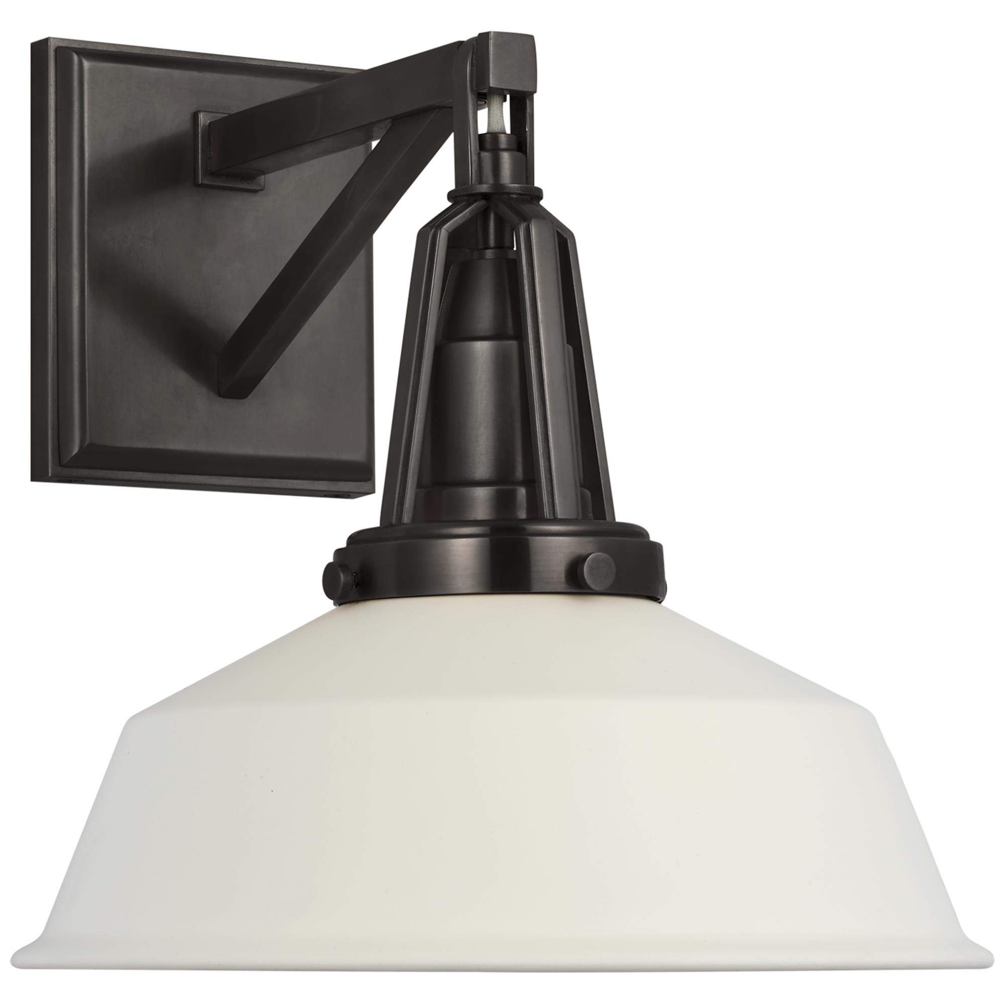 Shown in Bronze finish and Matte White shade