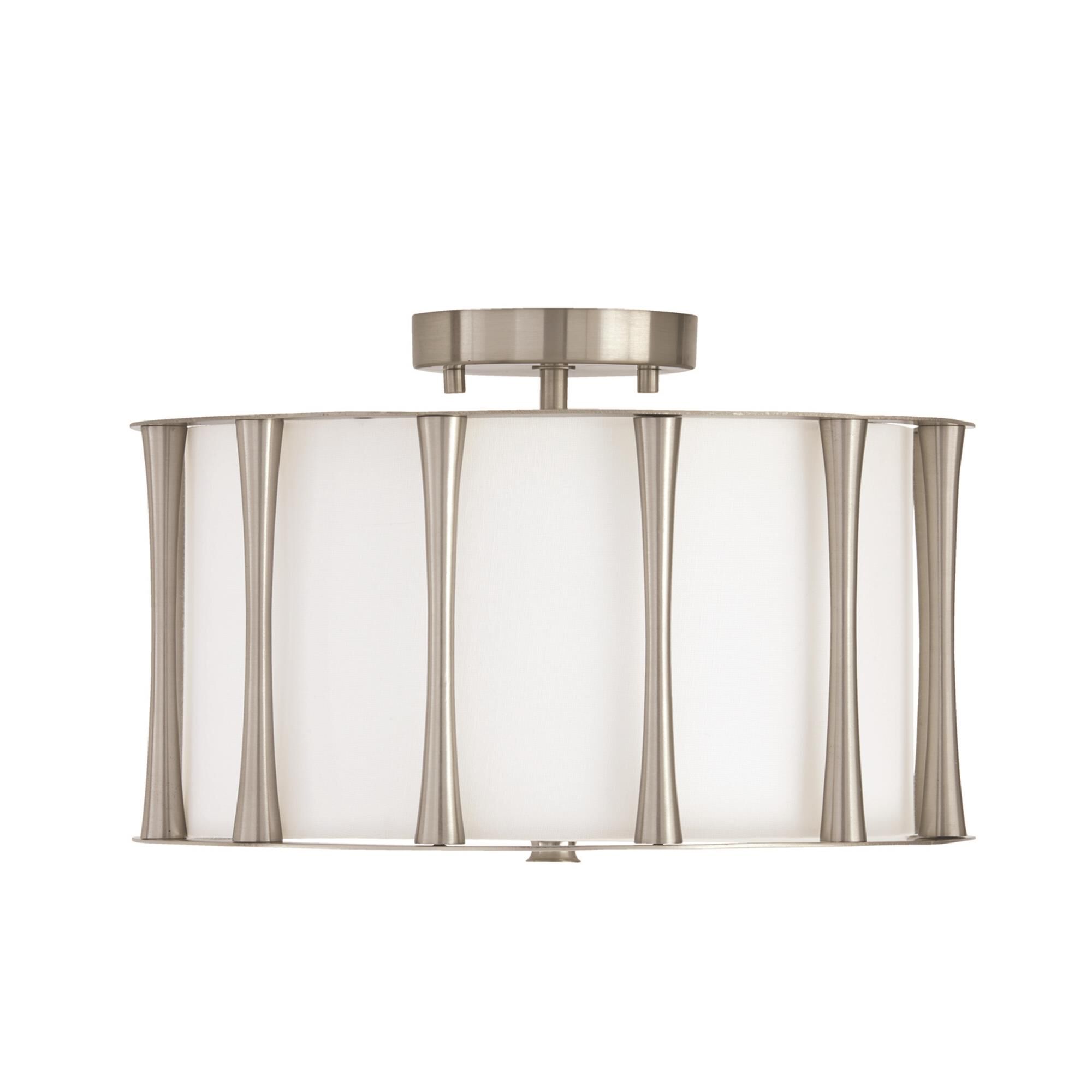 Shown in Brushed Nickel with Frosted Acrylic Diffuser finish and White Fabric shade