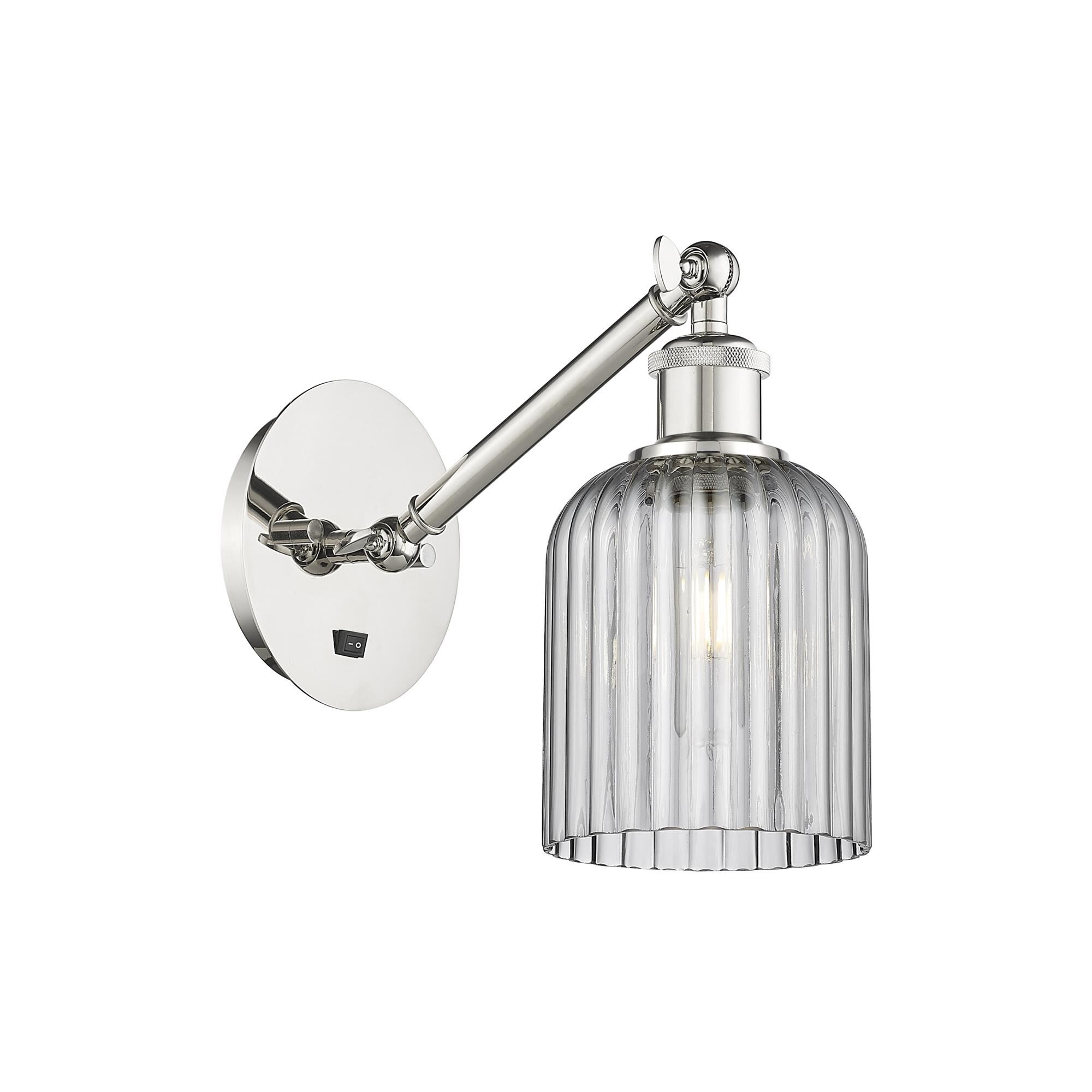 Shown in Polished Nickel finish and Light Smoke shade