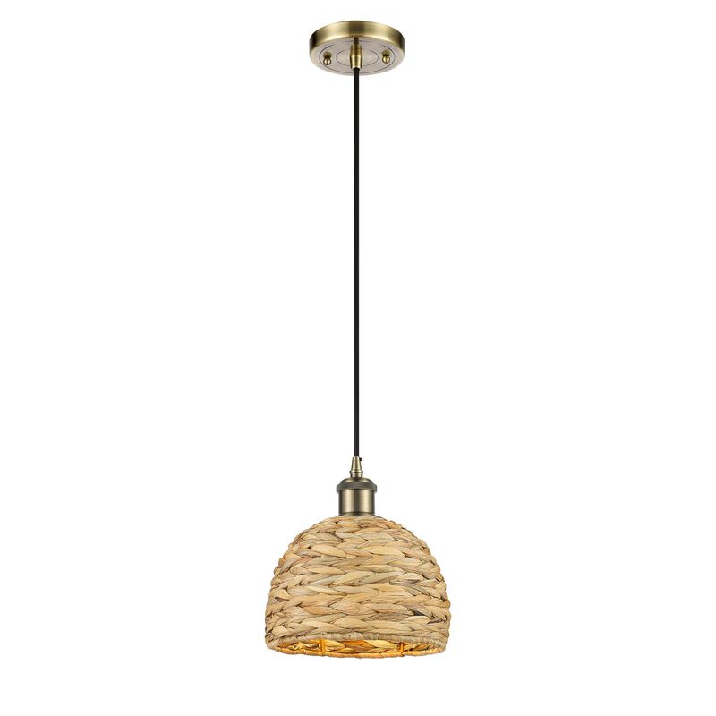 Bruno Marashlian Woven Rattan 8 Inch Mini Pendant by Innovations Lighting