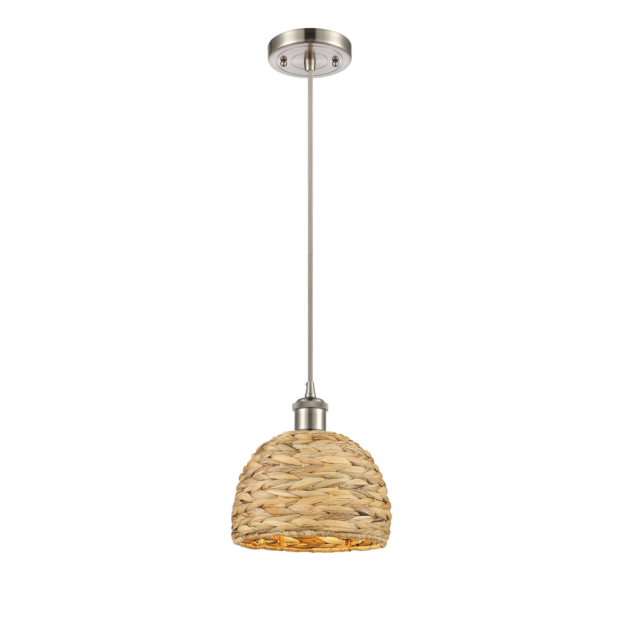 Bruno Marashlian Woven Rattan 8 Inch Mini Pendant by Innovations Lighting