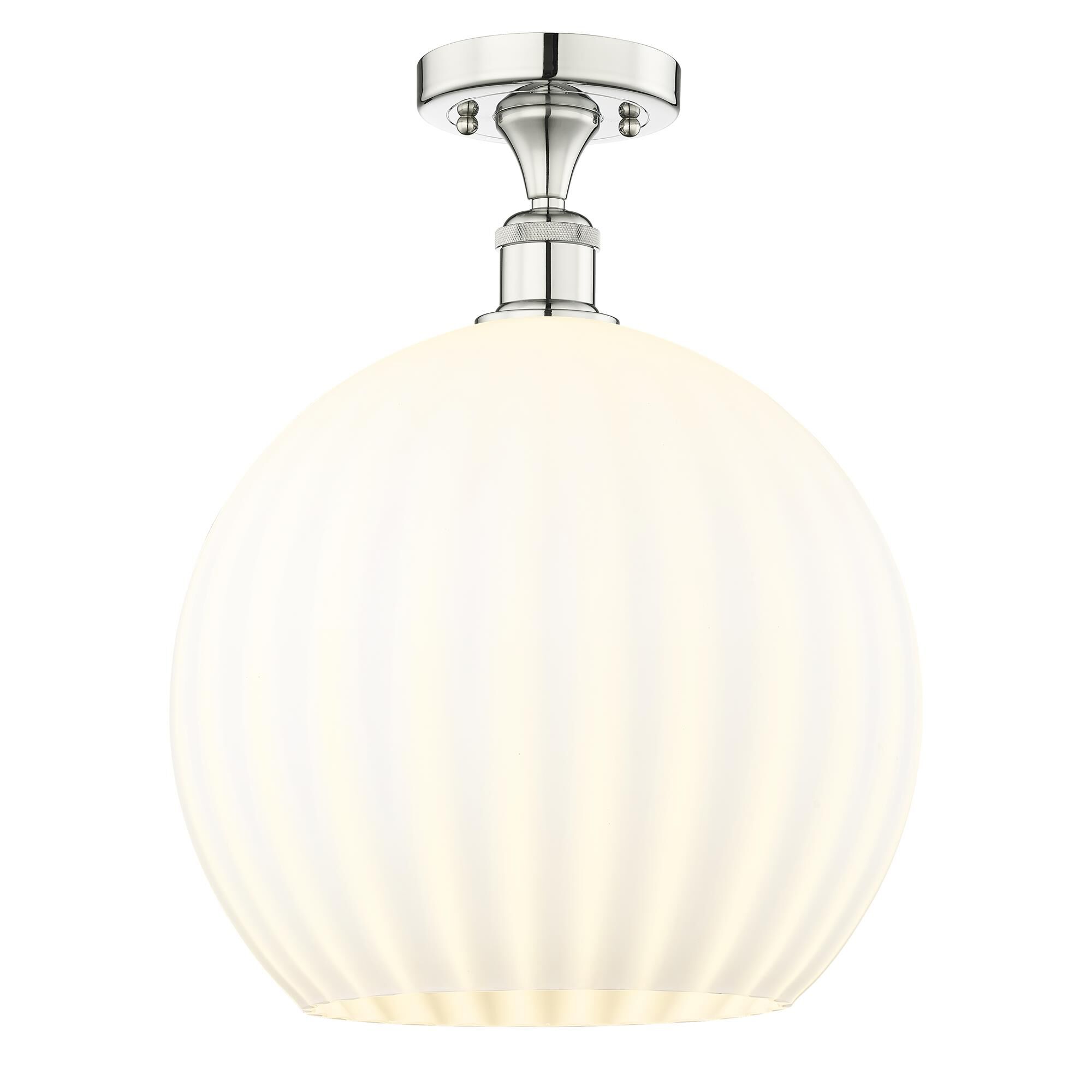 Shown in Polished Nickel finish and White Venetian glass