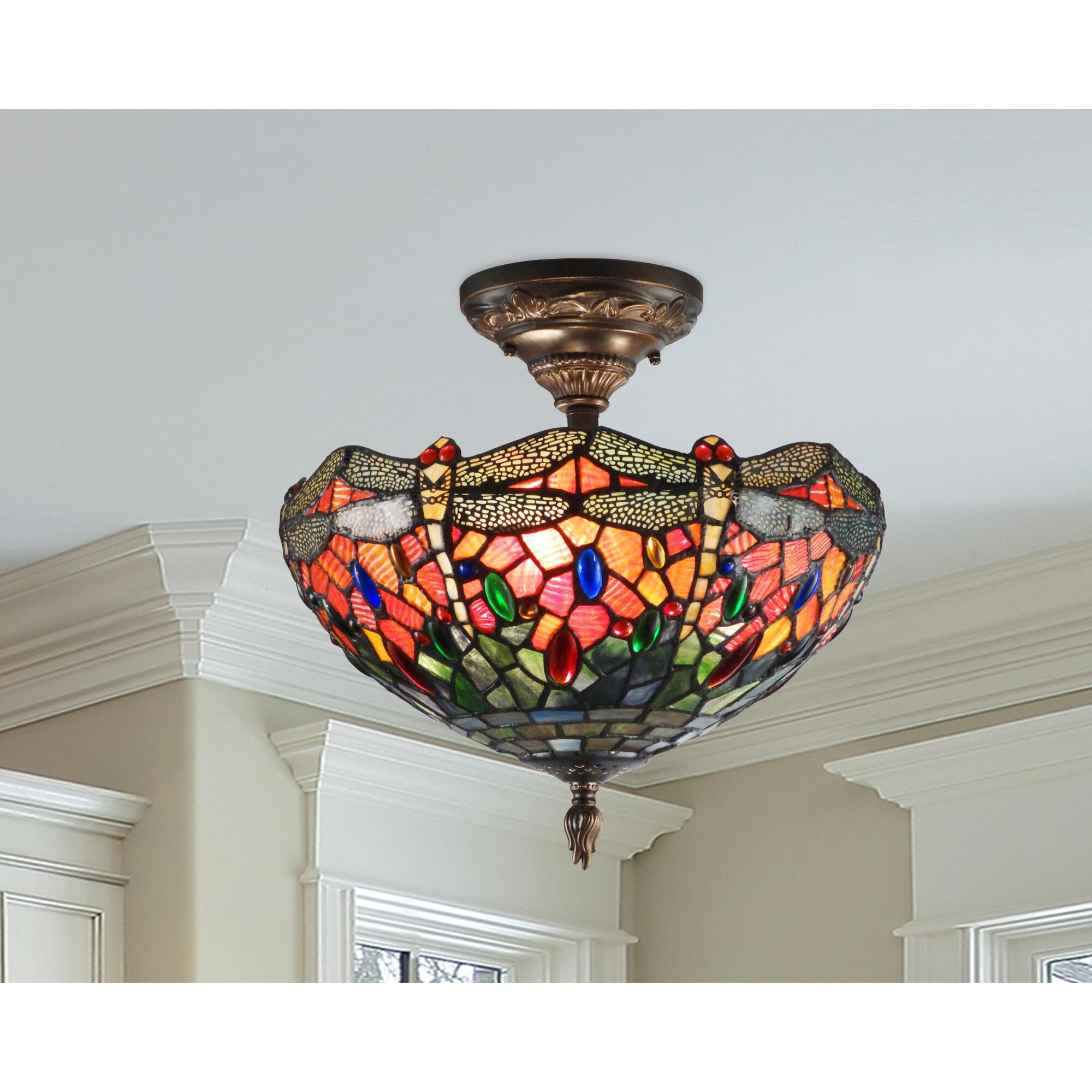 Sonota 14 Inch 3 Light Semi Flush Mount by Dale Tiffany