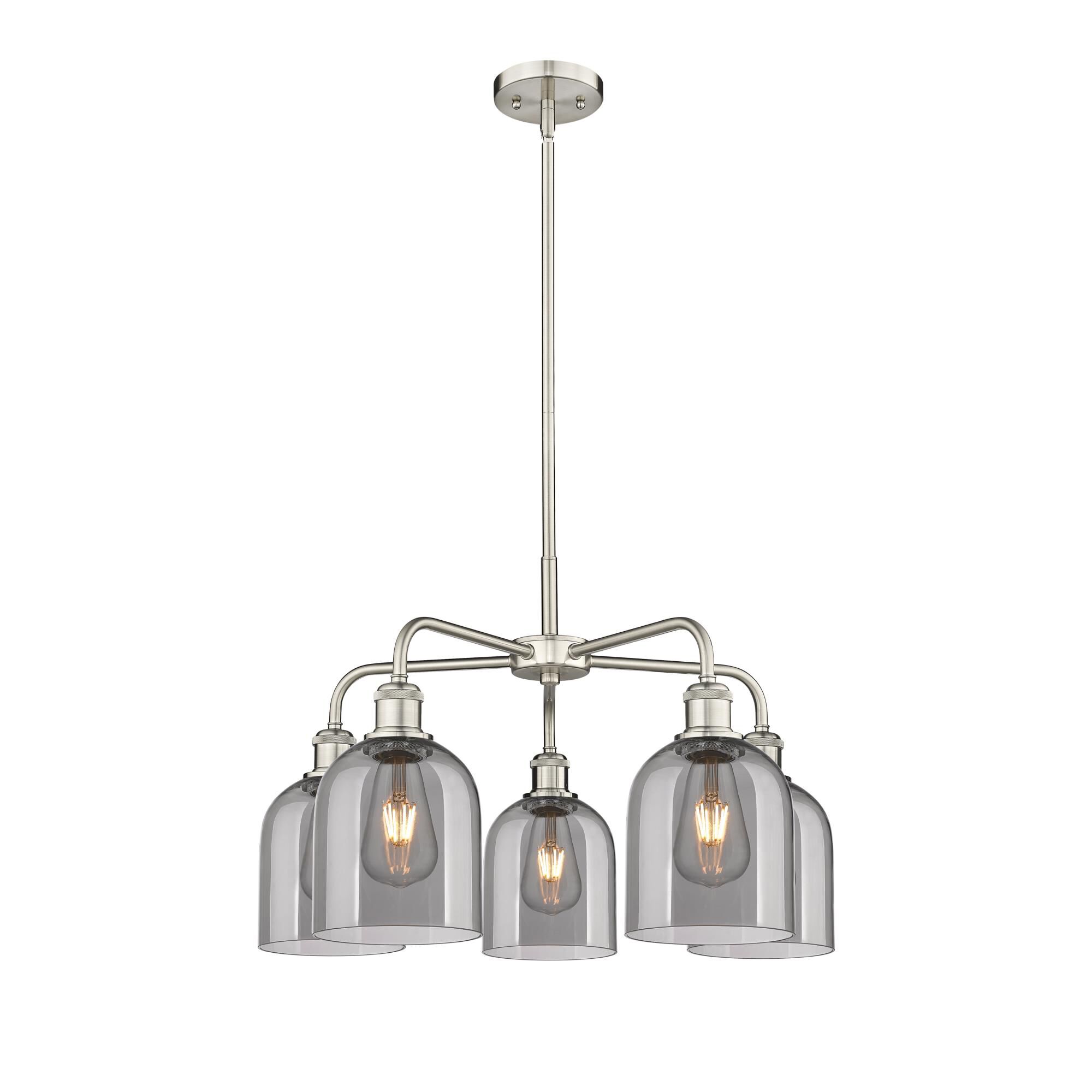 Shown in Satin Nickel finish and Light Smoke glass