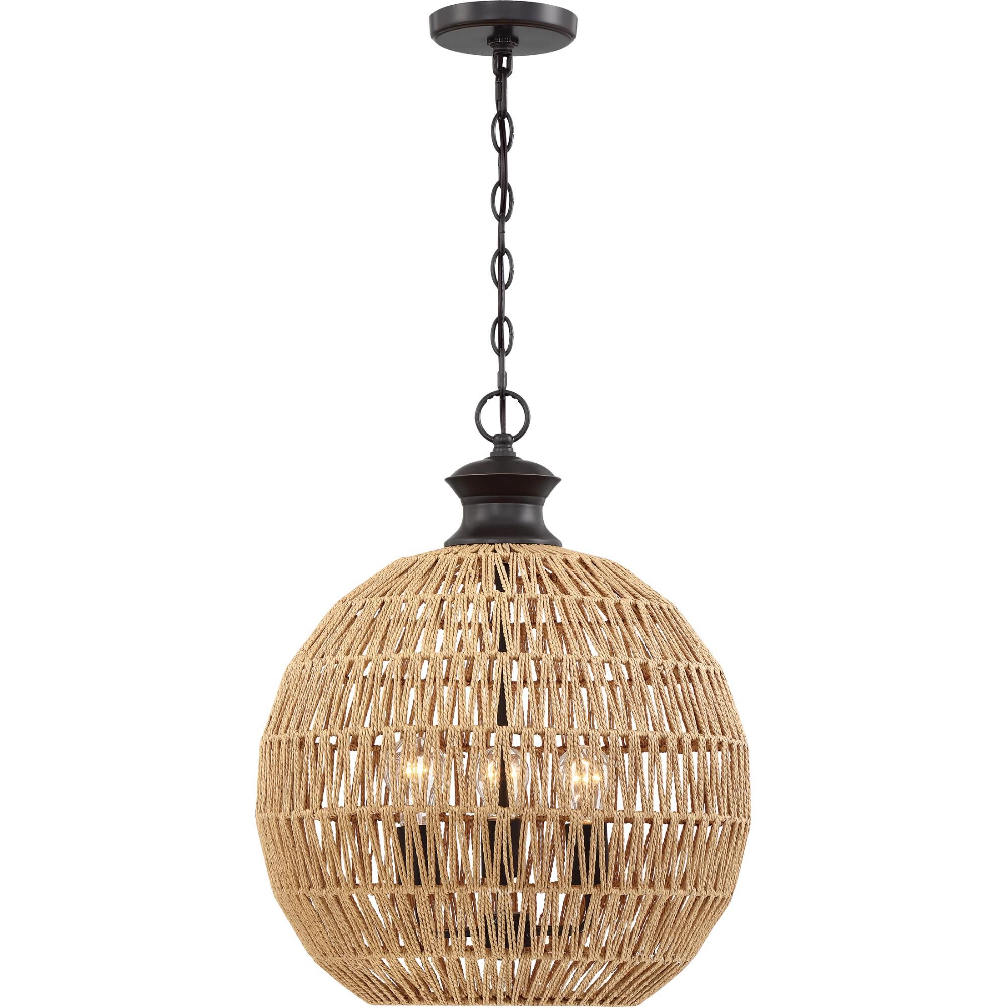 Shown in Palladian Bronze finish and Natual Rope Paper shade
