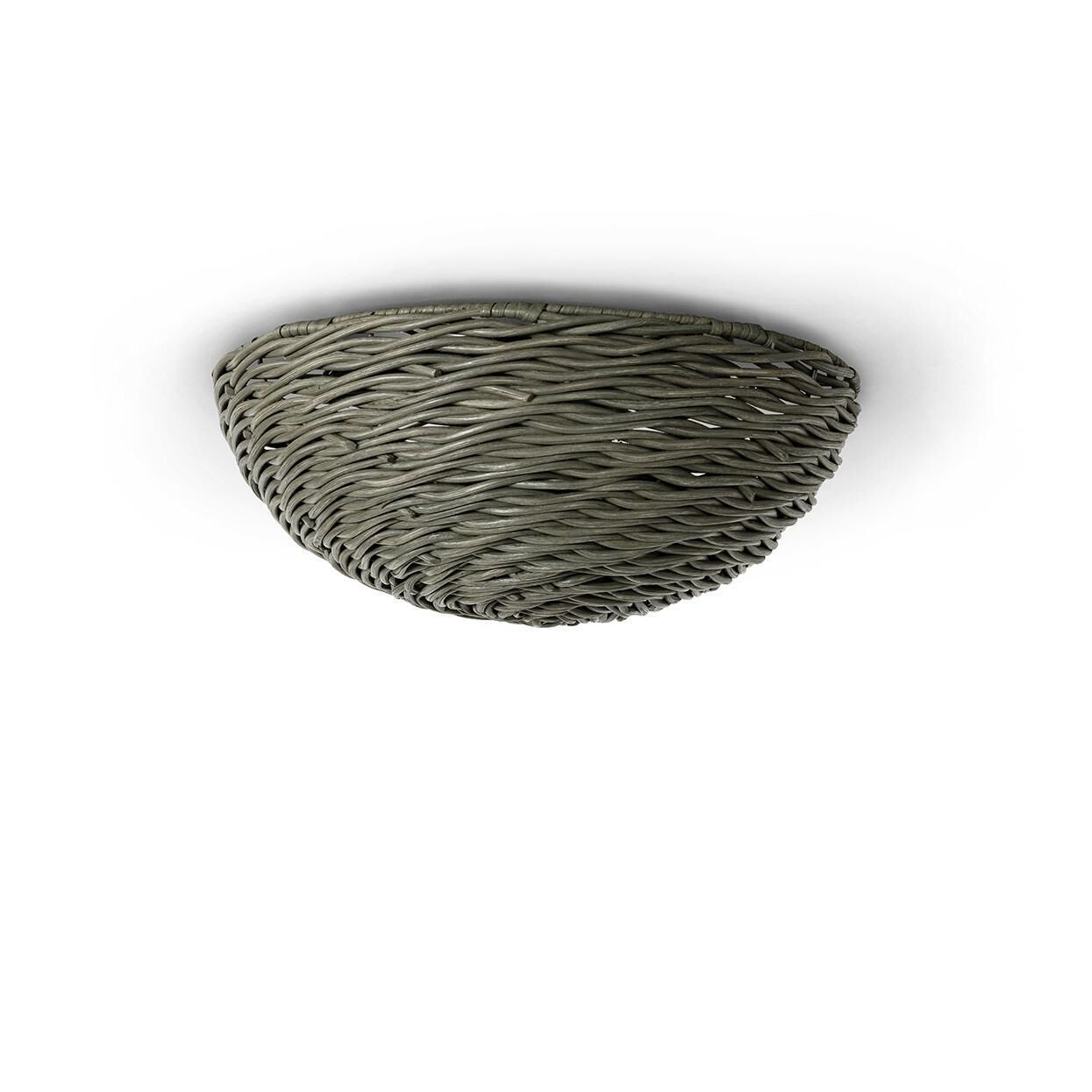 Shown in Pewter finish and Hand-woven Grey Wicker shade