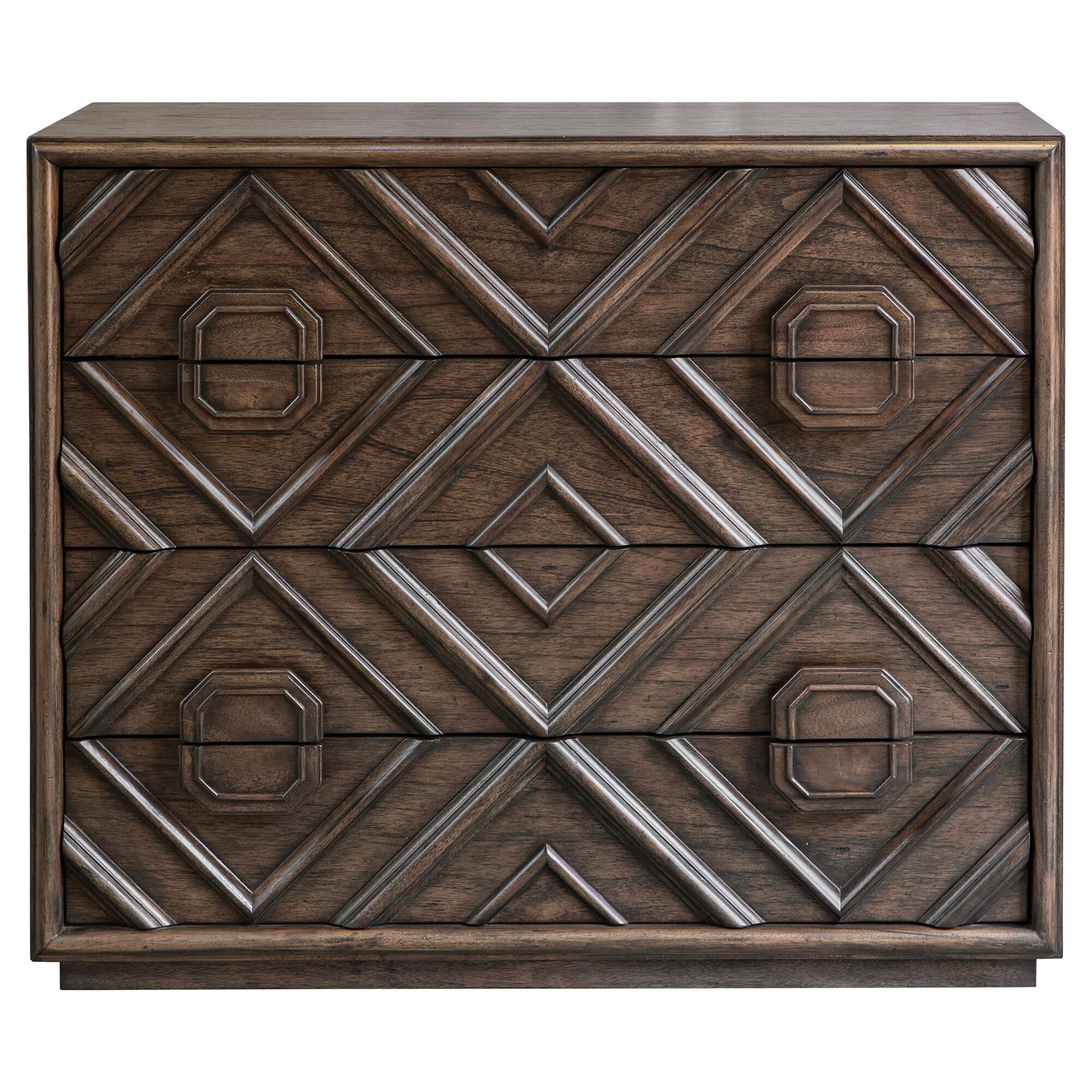 Shown in With A Transitional Deep Walnut Finish Over Mindi Veneer, Naturally Distressed And Hand Rubbed To Ex finish
