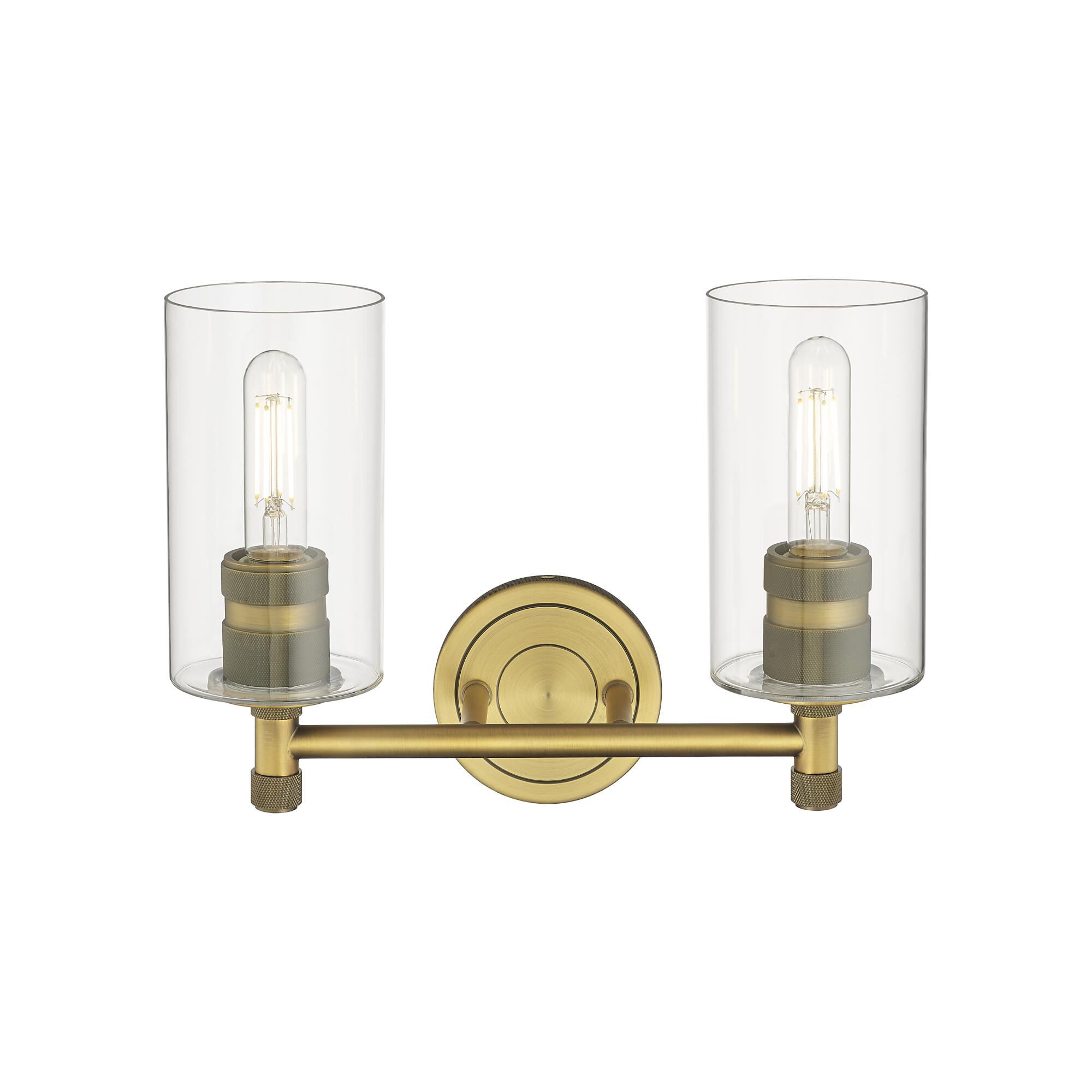 Shown in Brushed Brass finish and Clear glass