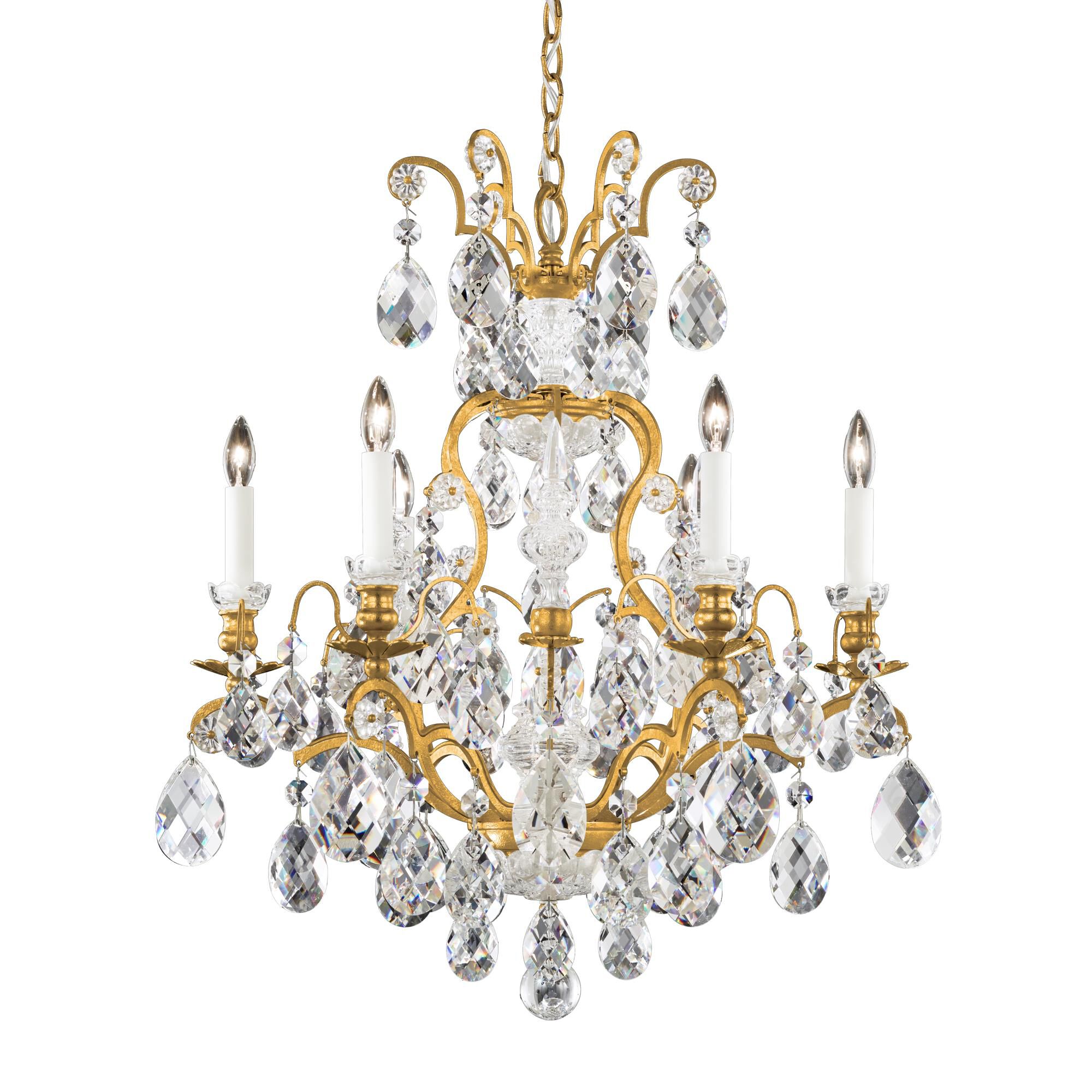 Shown in Heirloom Gold finish and Clear Heritage crystal