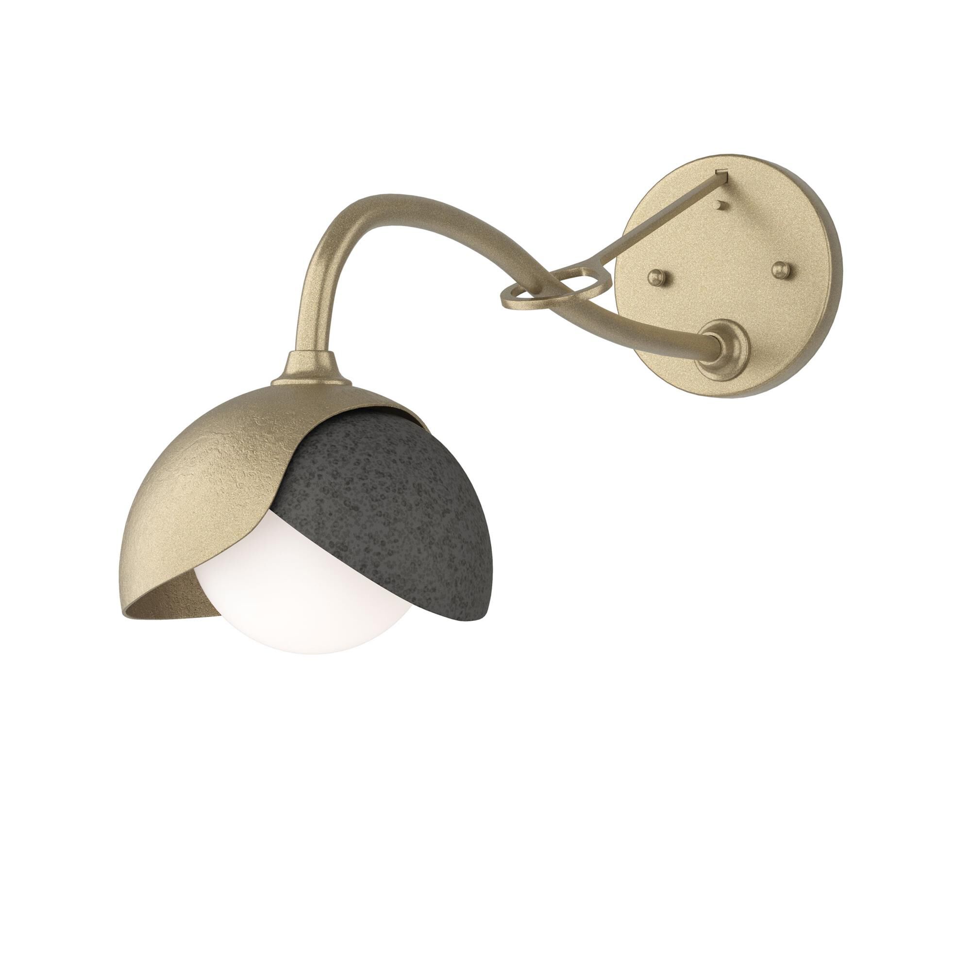 Shown in Soft Gold finish and Opal glass and Natural Iron (20) accent