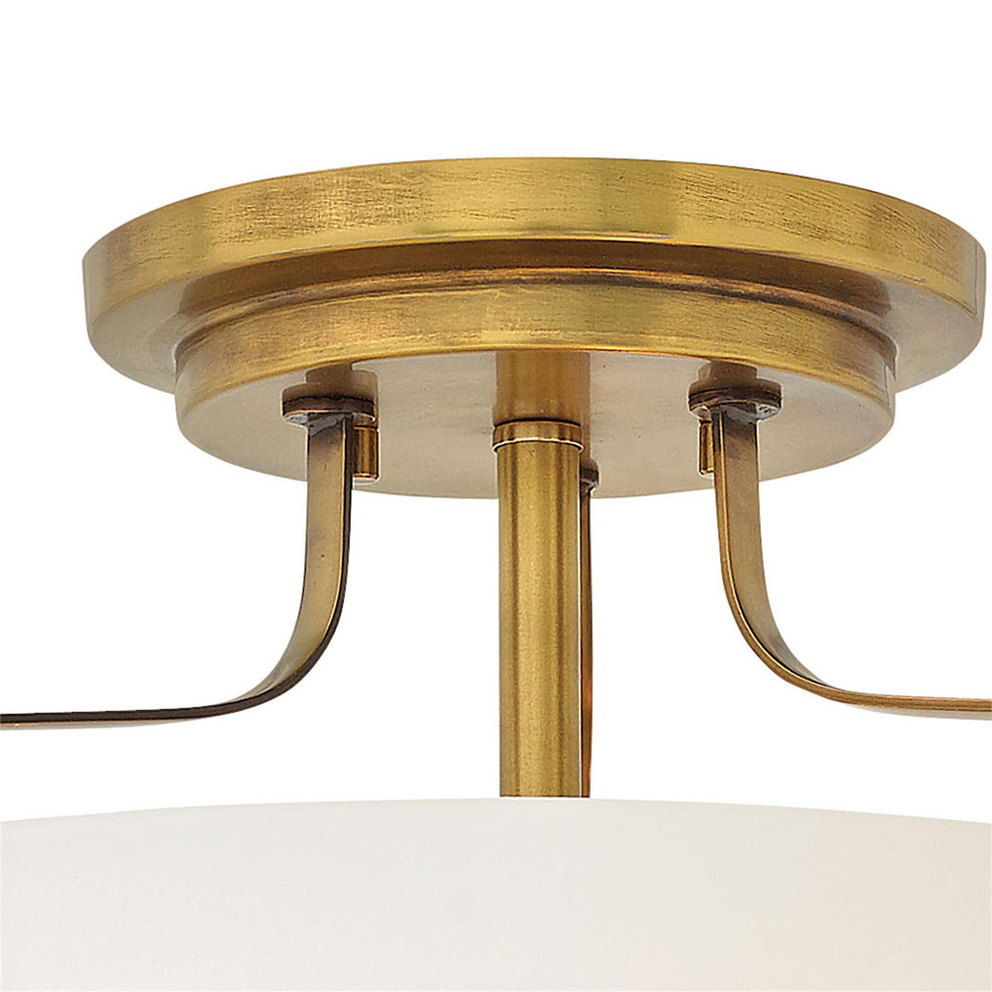 Shown in Heritage Brass finish and Etched Opal glass