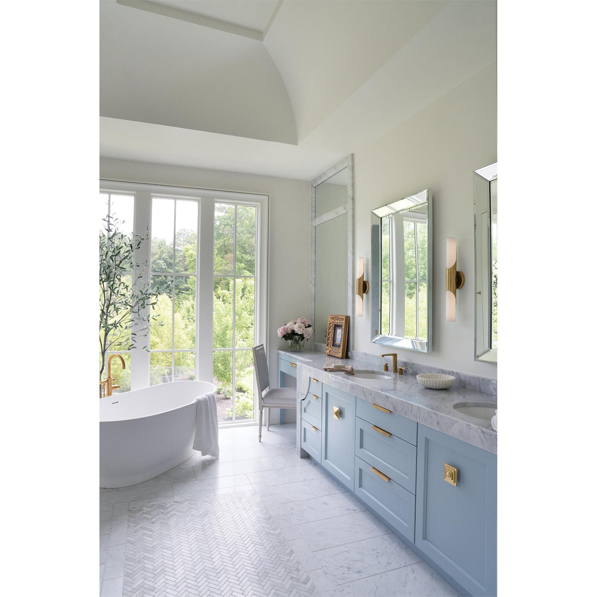 Shown in Textured Heritage Brass finish and Etched Opal glass