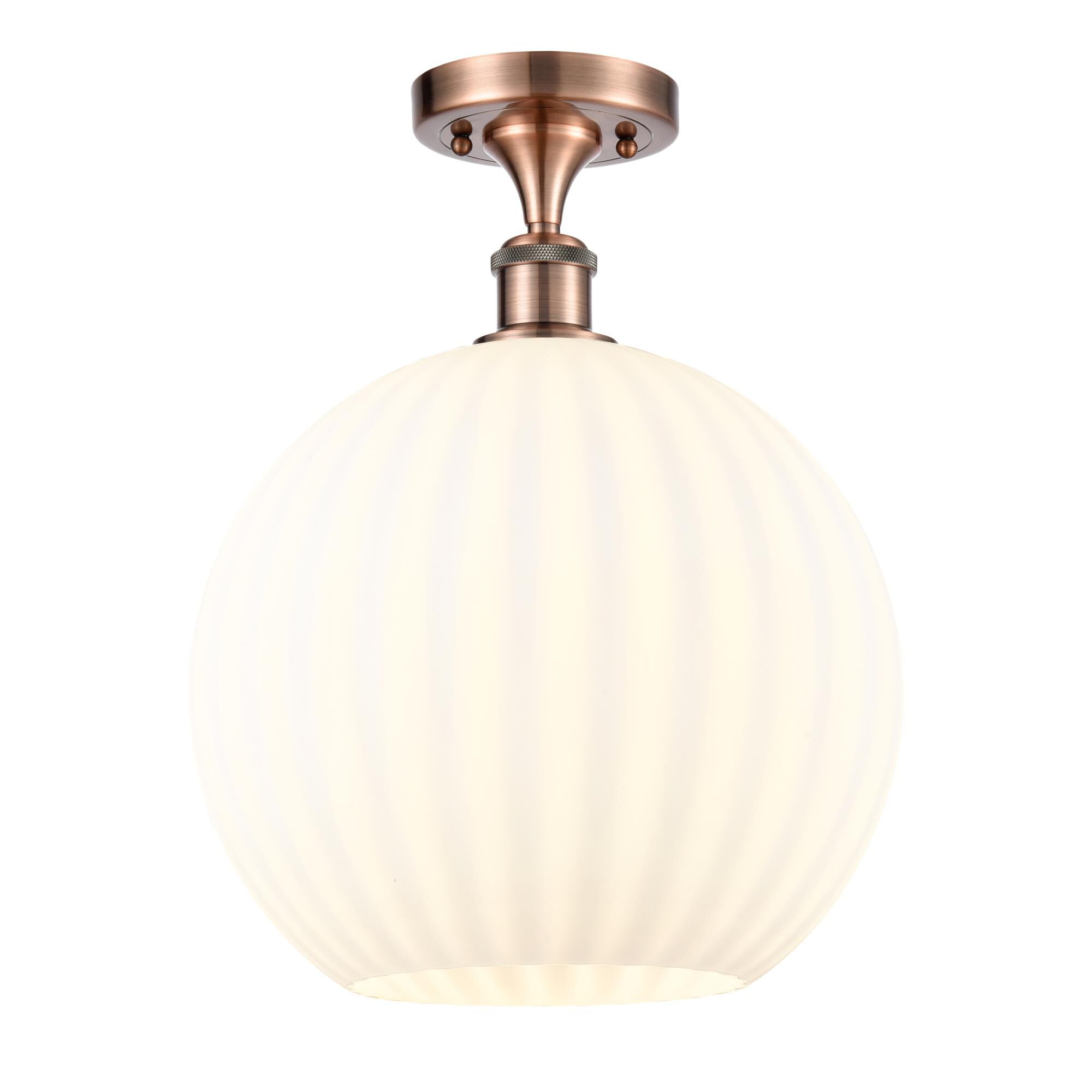 Shown in Antique Copper finish and White Venetian glass