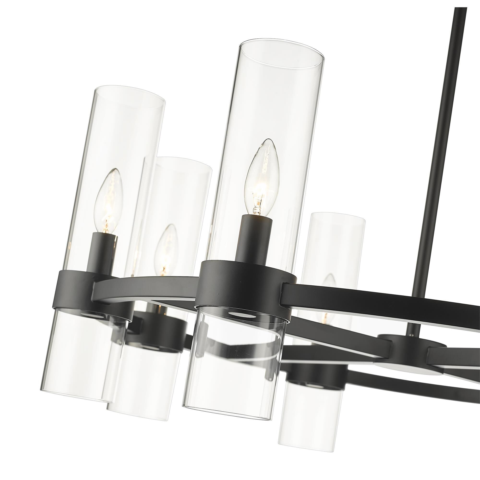 Shown in Matte Black finish and Glass shade