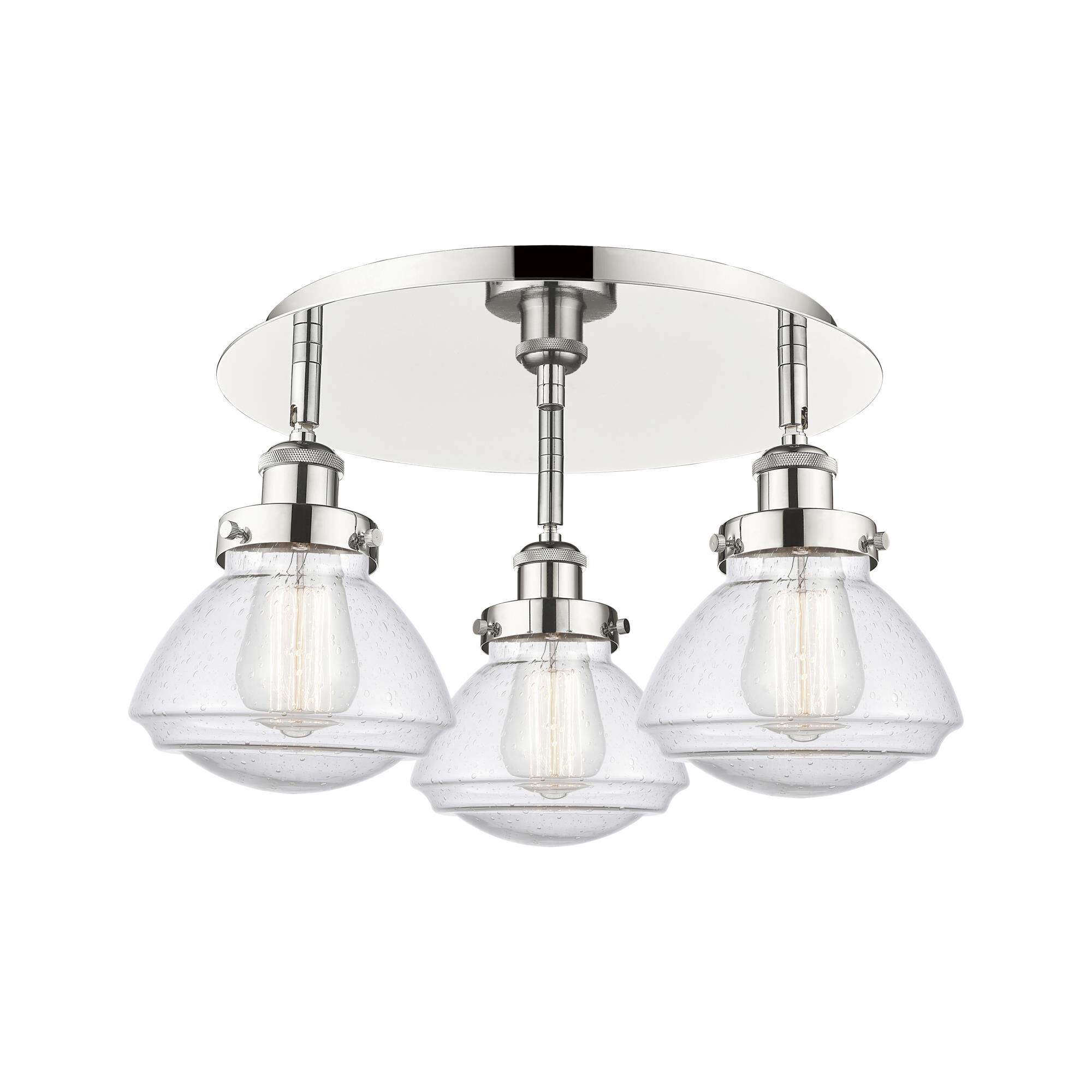 Shown in Polished Nickel finish and Seedy glass