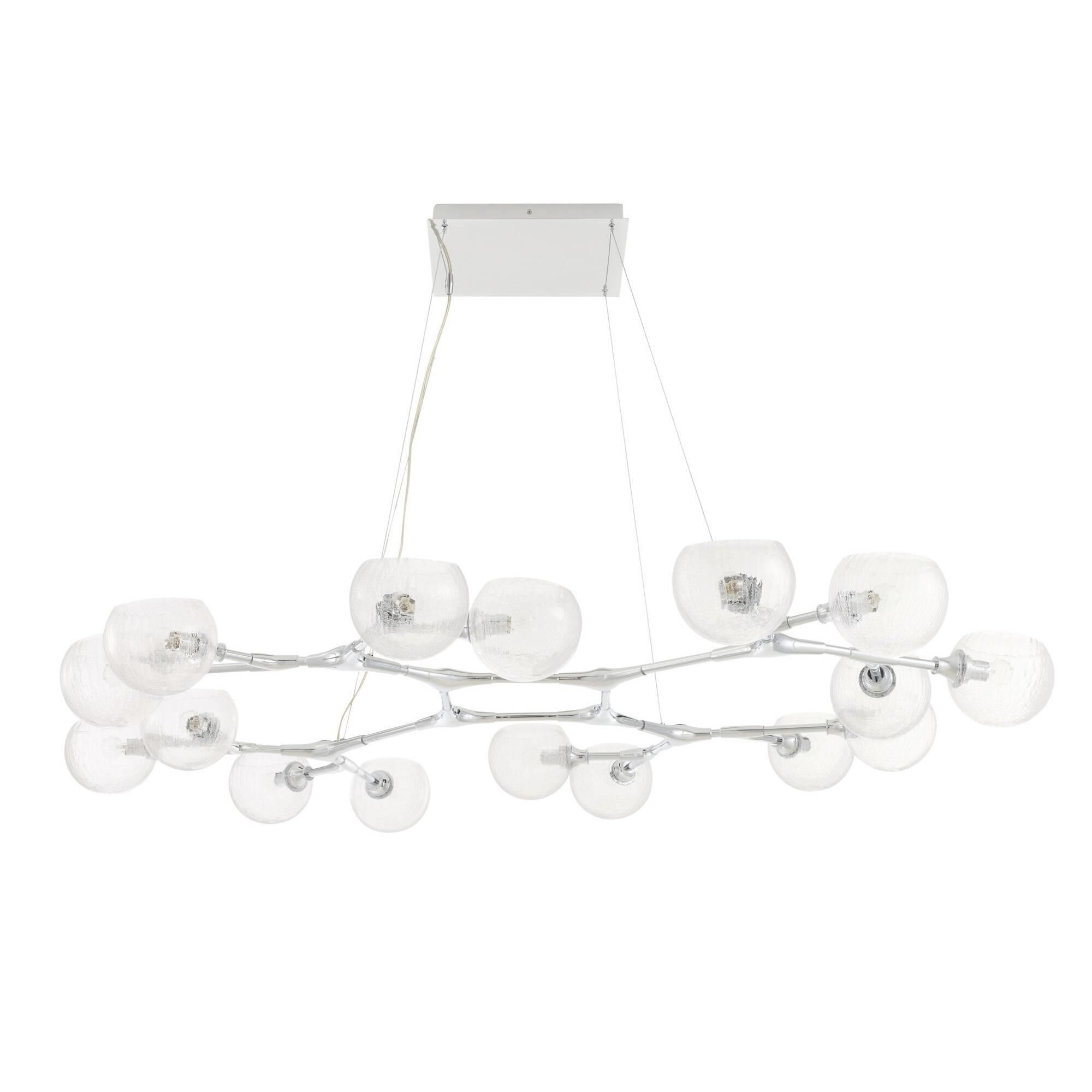 Shown in Chrome finish and Clear Crackle glass