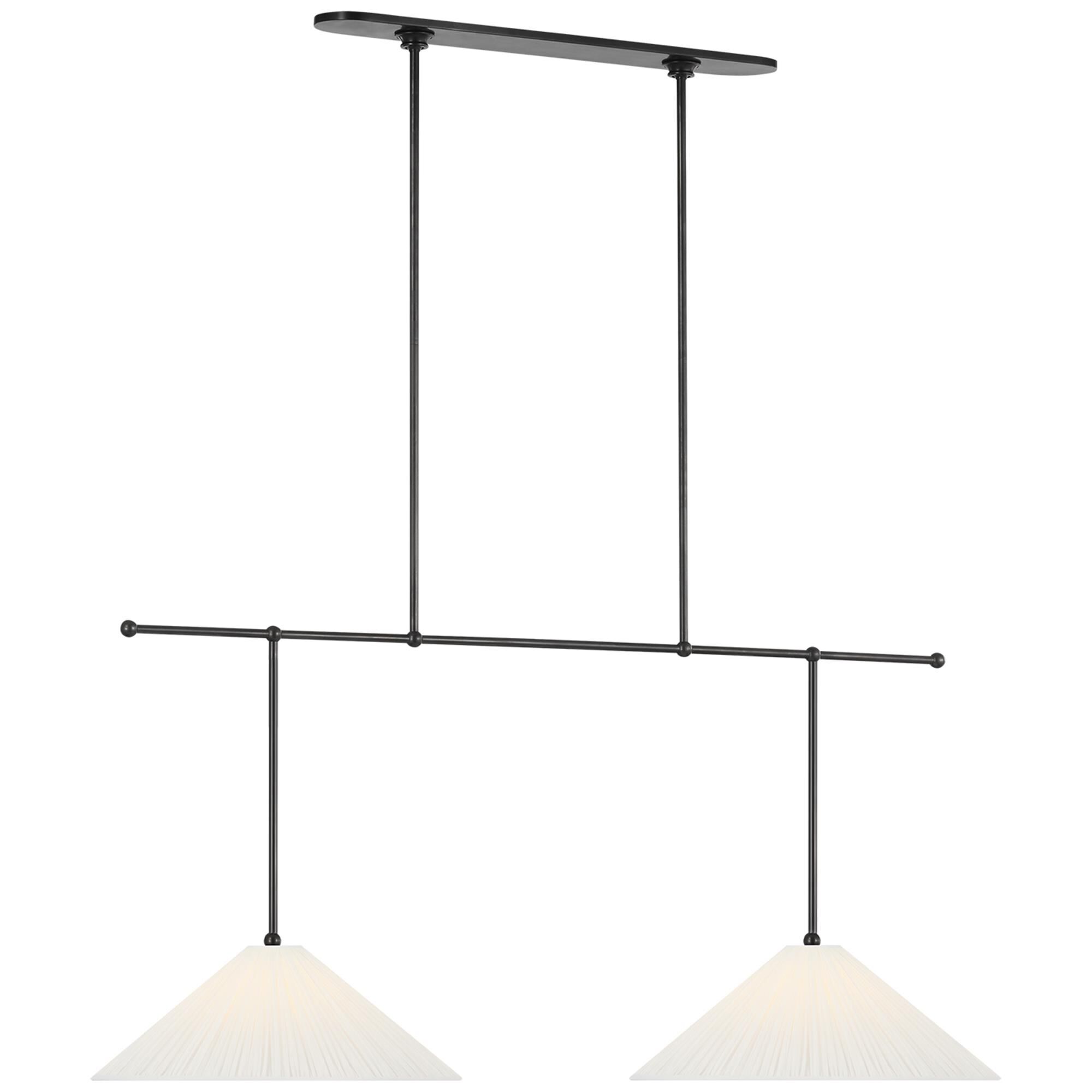 Shown in Bronze finish and Silk Pleated shade
