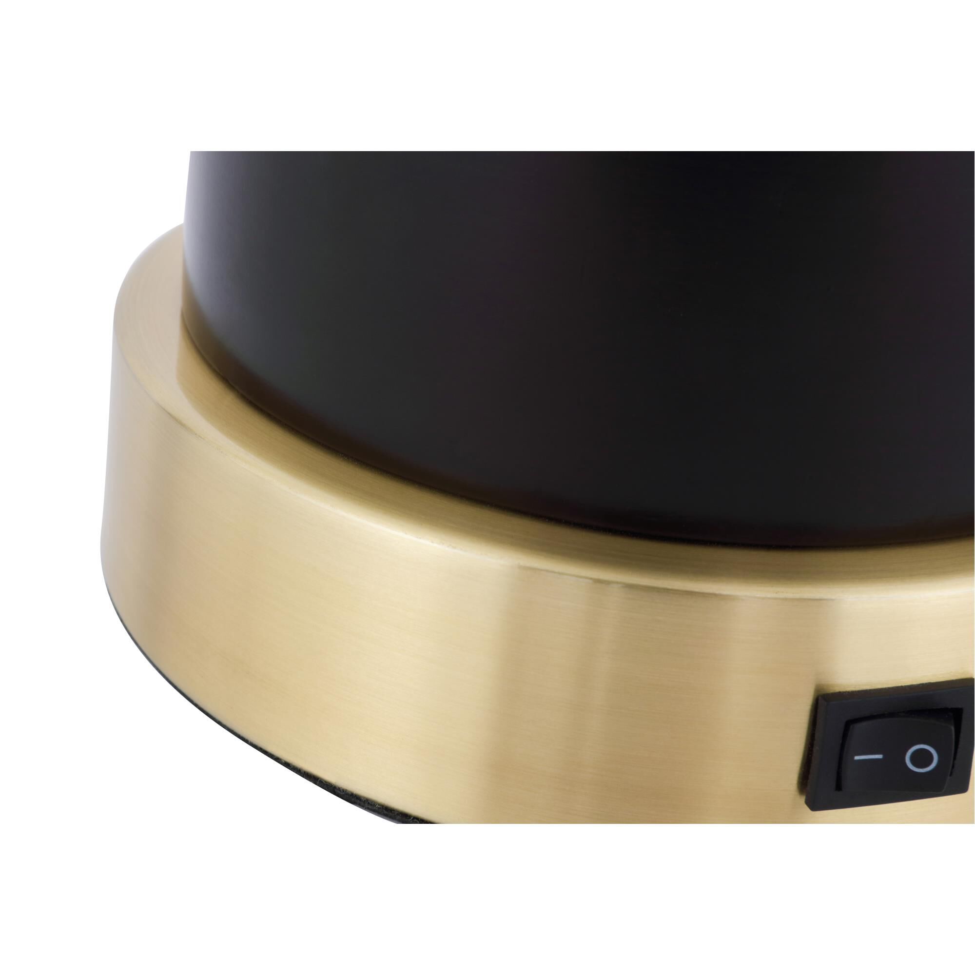 Shown in Brushed Brass And Dark Red finish and Fabric - Off White shade