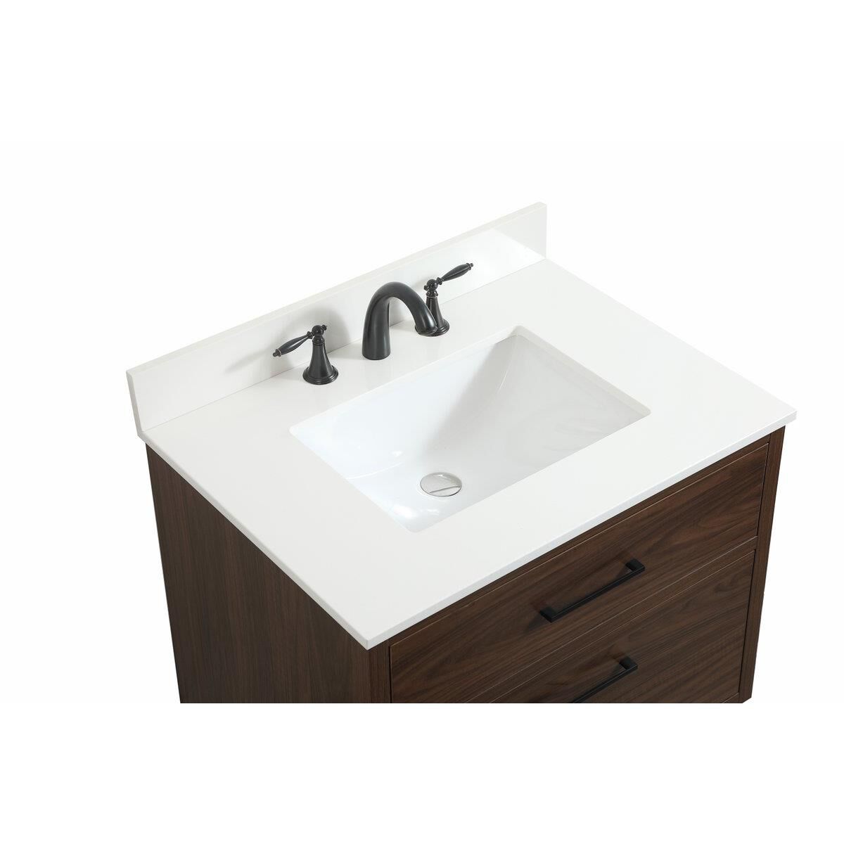 Shown in Walnut finish and With Backsplash accent